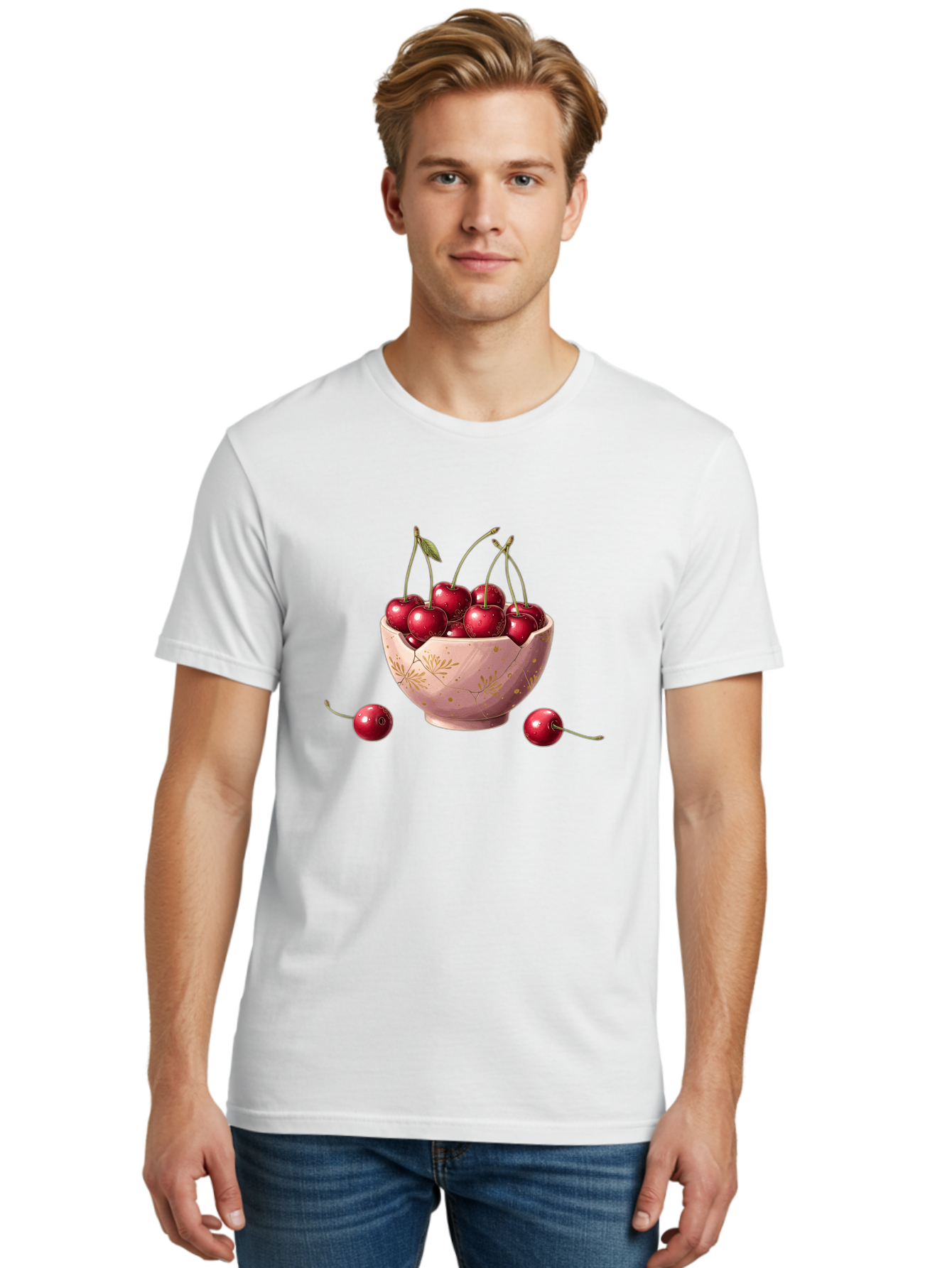 Cherries-In-Bowl-16 Men'S Graphic Tee, 100% Cotton, Comfortable Casual Summer Wear, Machine Washable, Vintage Camera, Old Camera, Antique Camera, Black Camera, Classic Photography, Photography Equipment, Nostalgic Device, Film Camera, Bai680