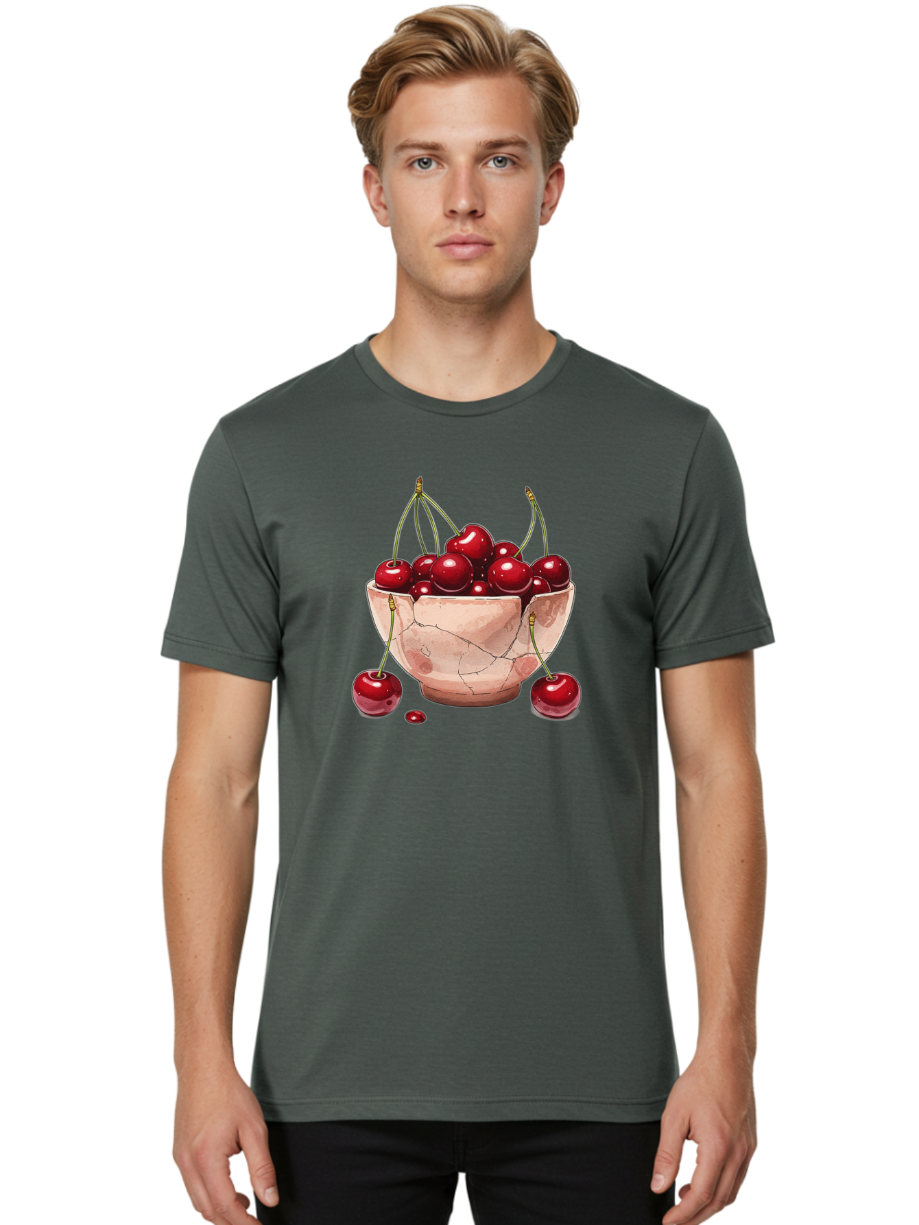 Cherries-In-Bowl-18 Men'S Graphic Tee, 100% Cotton, Comfortable Casual Summer Wear, Machine Washable, Vintage Camera, Old Camera, Antique Camera, Black Camera, Classic Photography, Photography Equipment, Nostalgic Device, Film Camera, Bai682