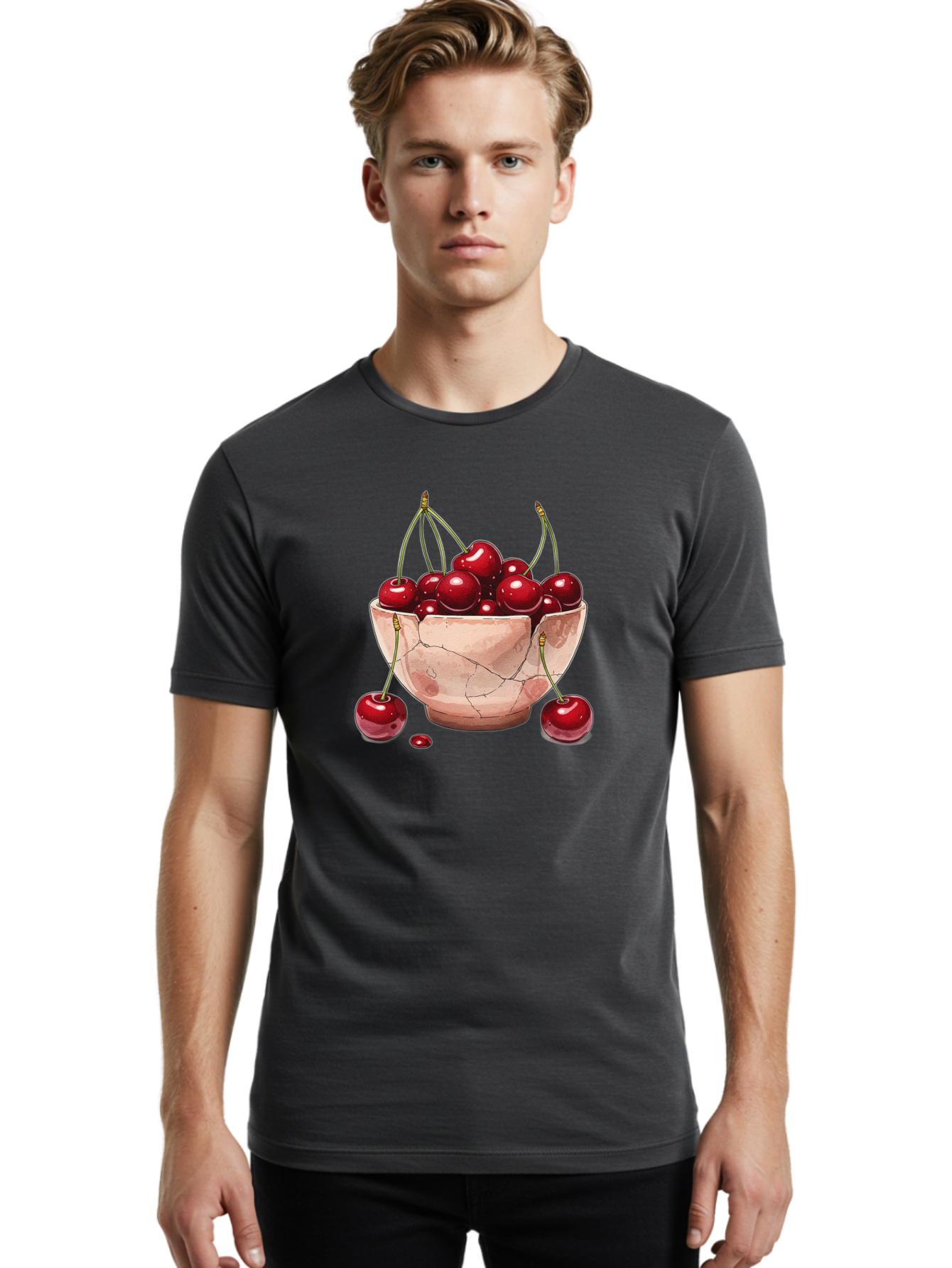 Cherries-In-Bowl-18 Men'S Graphic Tee, 100% Cotton, Comfortable Casual Summer Wear, Machine Washable, Vintage Camera, Old Camera, Antique Camera, Black Camera, Classic Photography, Photography Equipment, Nostalgic Device, Film Camera, Bai682