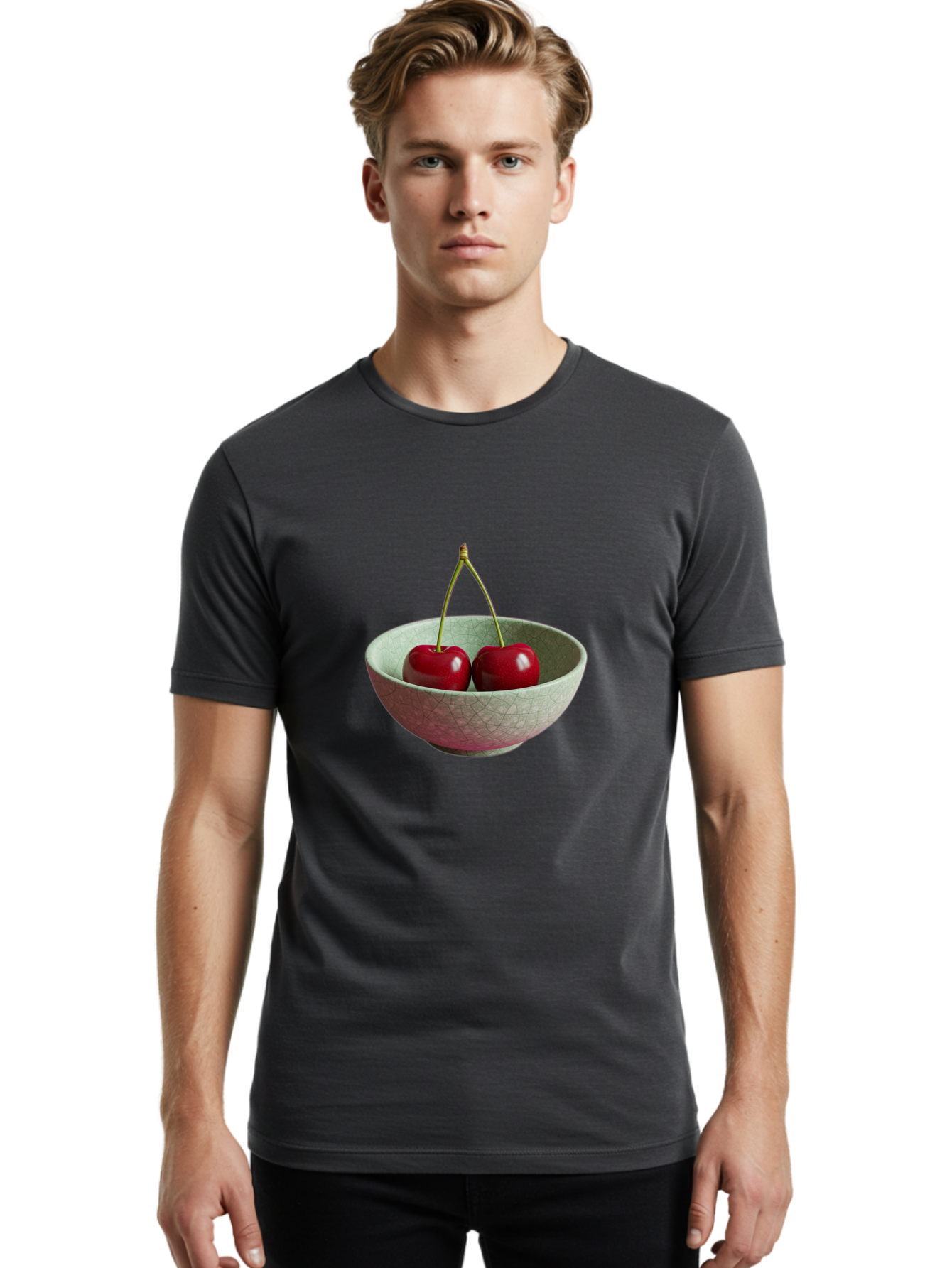 Cherries-In-Bowl-2 Men'S Graphic Tee, 100% Cotton, Comfortable Casual Summer Wear, Machine Washable, Vintage Camera, Old Camera, Antique Camera, Black Camera, Classic Photography, Photography Equipment, Nostalgic Device, Film Camera, Bai684