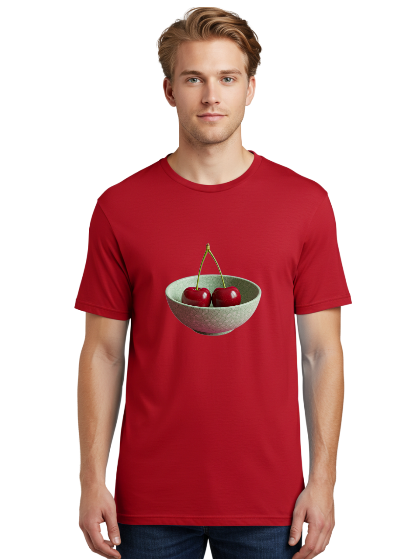 Cherries-In-Bowl-2 Men'S Graphic Tee, 100% Cotton, Comfortable Casual Summer Wear, Machine Washable, Vintage Camera, Old Camera, Antique Camera, Black Camera, Classic Photography, Photography Equipment, Nostalgic Device, Film Camera, Bai684