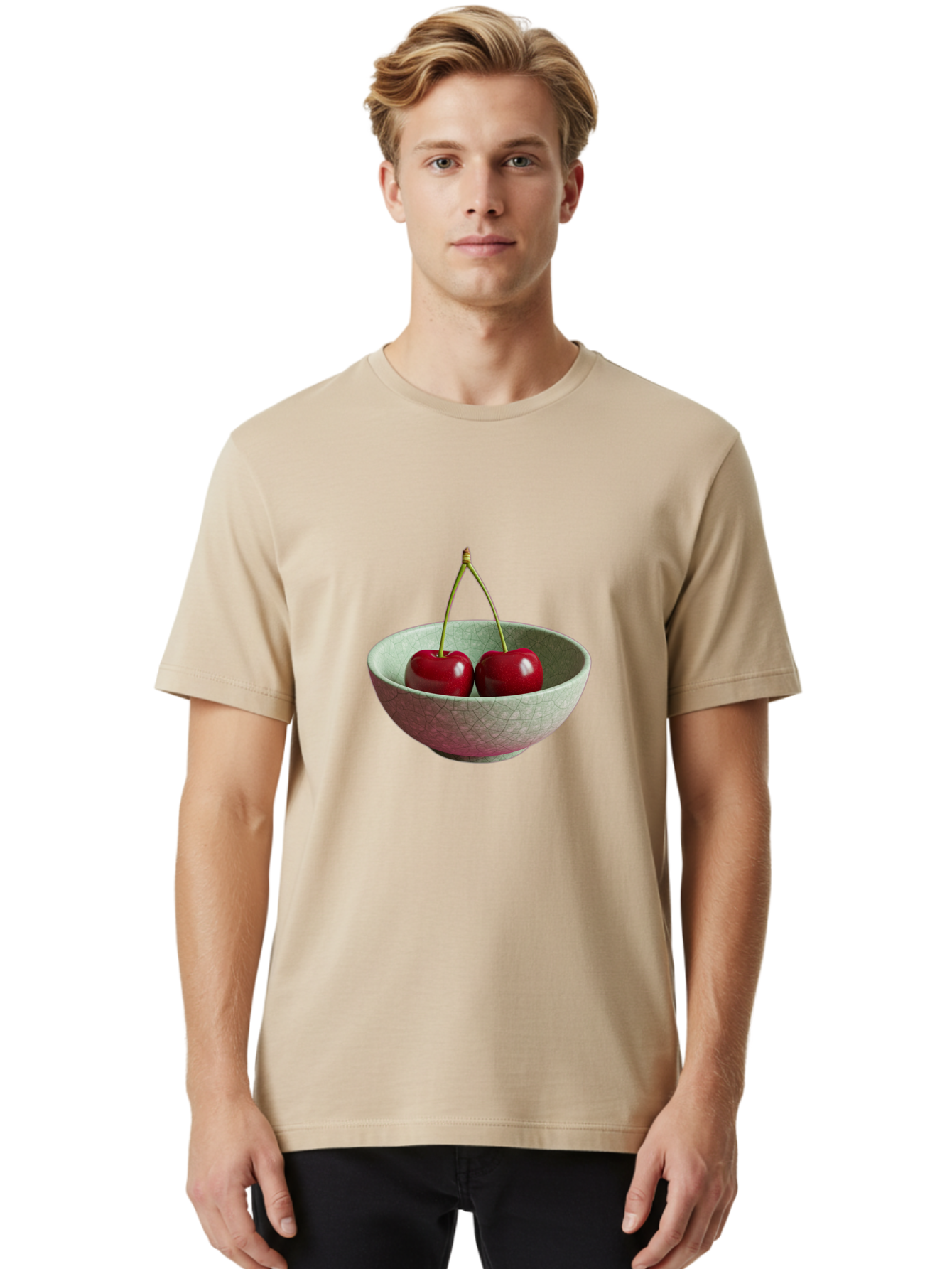 Cherries-In-Bowl-2 Men'S Graphic Tee, 100% Cotton, Comfortable Casual Summer Wear, Machine Washable, Vintage Camera, Old Camera, Antique Camera, Black Camera, Classic Photography, Photography Equipment, Nostalgic Device, Film Camera, Bai684