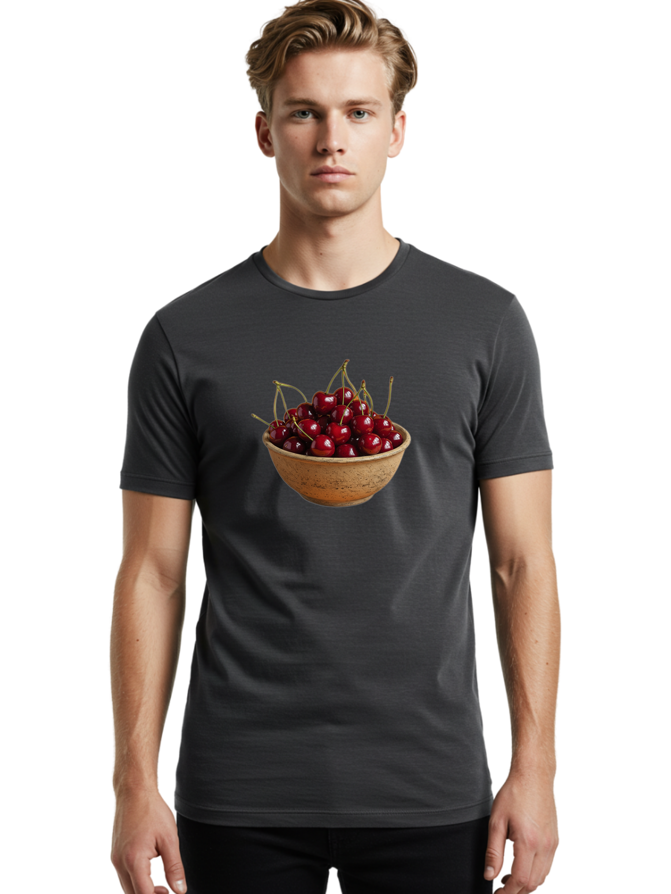Cherries-In-Bowl-20 Men'S Graphic Tee, 100% Cotton, Comfortable Casual Summer Wear, Machine Washable, Vintage Camera, Old Camera, Antique Camera, Black Camera, Classic Photography, Photography Equipment, Nostalgic Device, Film Camera, Bai685