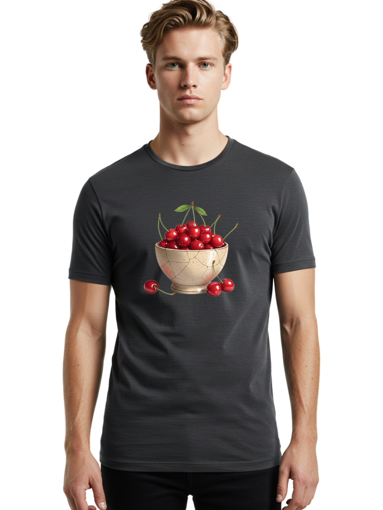 Cherries-In-Bowl-21 Men'S Graphic Tee, 100% Cotton, Comfortable Casual Summer Wear, Machine Washable, Vintage Camera, Old Camera, Antique Camera, Black Camera, Classic Photography, Photography Equipment, Nostalgic Device, Film Camera, Bai686