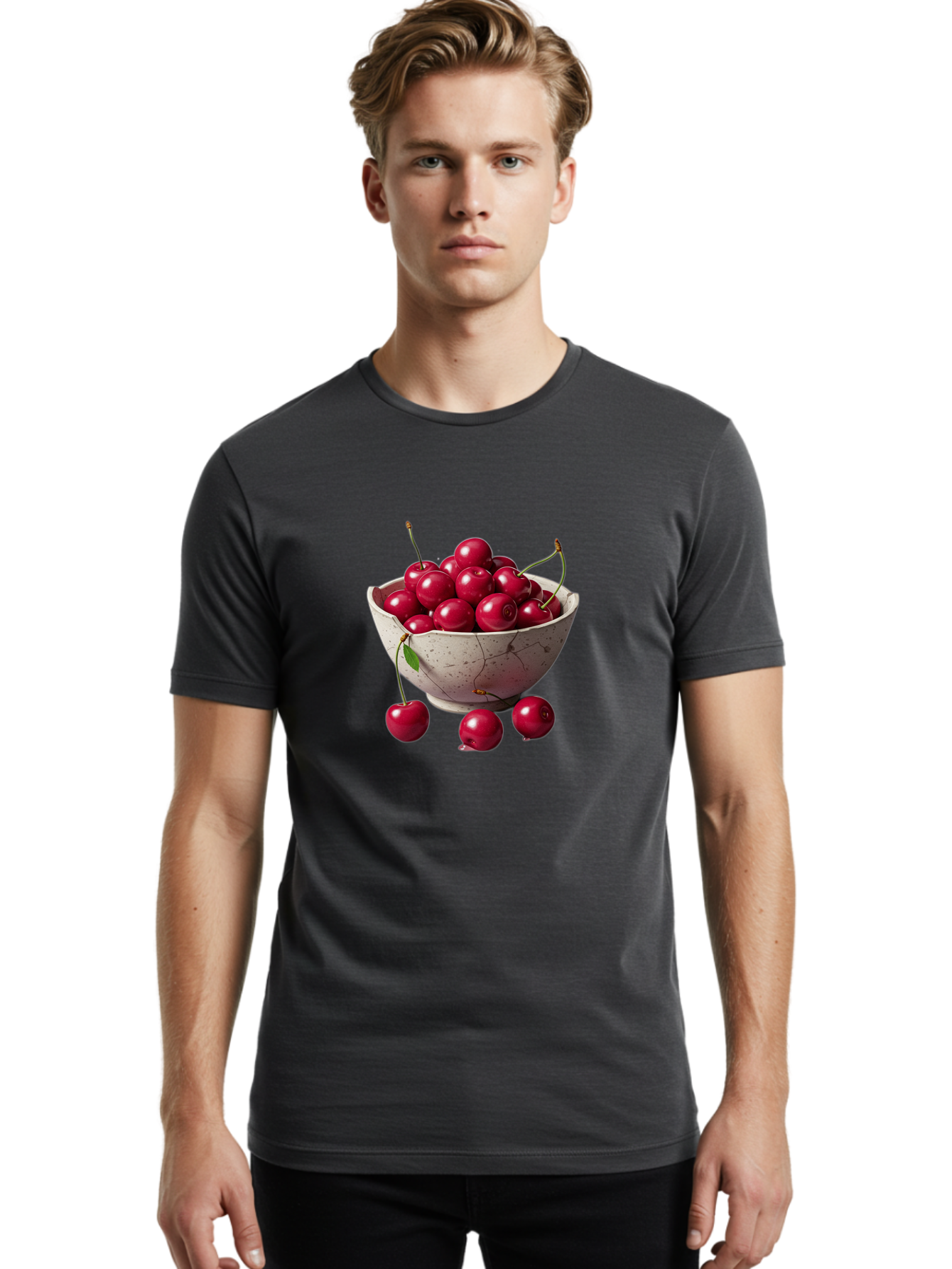 Cherries-In-Bowl-22 Men'S Graphic Tee, 100% Cotton, Comfortable Casual Summer Wear, Machine Washable, Vintage Camera, Old Camera, Antique Camera, Black Camera, Classic Photography, Photography Equipment, Nostalgic Device, Film Camera, Bai687