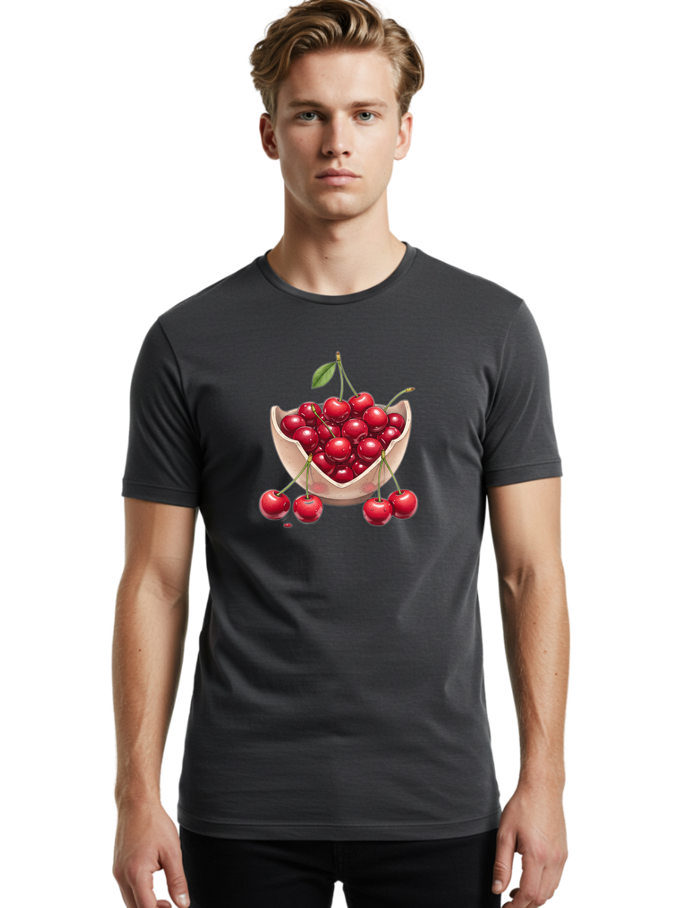Cherries-In-Bowl-23 Men'S Graphic Tee, 100% Cotton, Comfortable Casual Summer Wear, Machine Washable, Vintage Camera, Old Camera, Antique Camera, Black Camera, Classic Photography, Photography Equipment, Nostalgic Device, Film Camera, Bai688