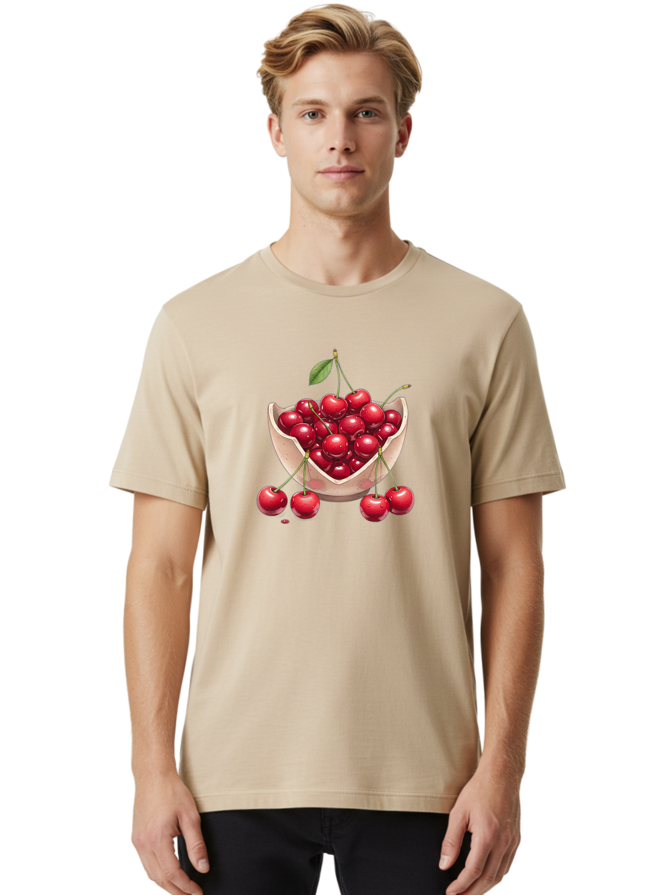 Cherries-In-Bowl-23 Men'S Graphic Tee, 100% Cotton, Comfortable Casual Summer Wear, Machine Washable, Vintage Camera, Old Camera, Antique Camera, Black Camera, Classic Photography, Photography Equipment, Nostalgic Device, Film Camera, Bai688