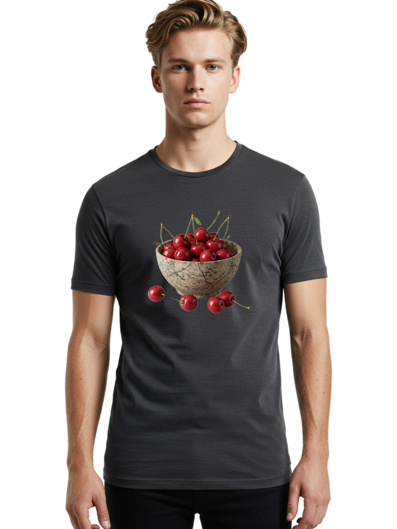 Cherries-In-Bowl-24 Men'S Graphic Tee, 100% Cotton, Comfortable Casual Summer Wear, Machine Washable, Vintage Camera, Old Camera, Antique Camera, Black Camera, Classic Photography, Photography Equipment, Nostalgic Device, Film Camera, Bai689