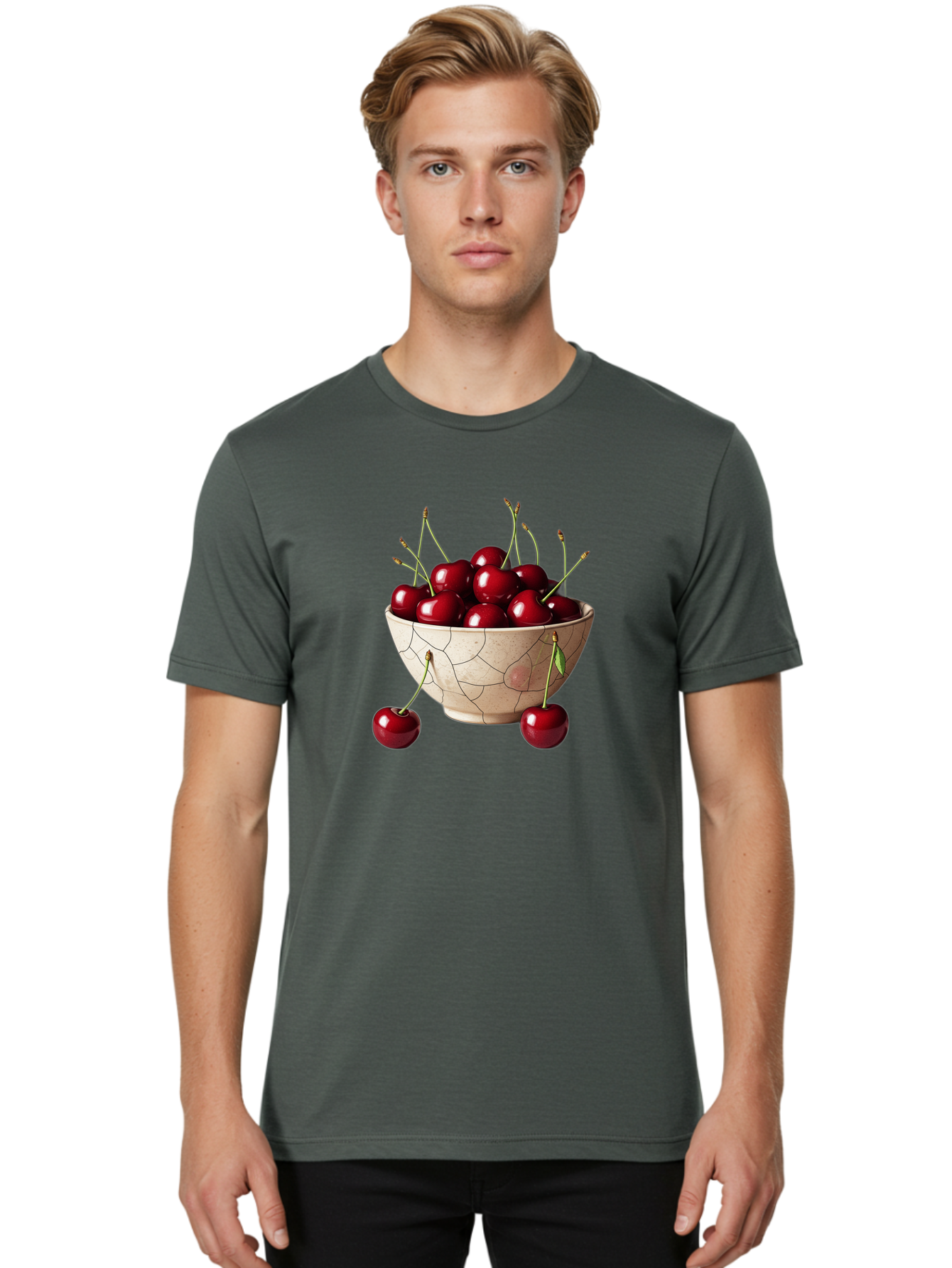Cherries-In-Bowl-25 Men'S Graphic Tee, 100% Cotton, Comfortable Casual Summer Wear, Machine Washable, Vintage Camera, Old Camera, Antique Camera, Black Camera, Classic Photography, Photography Equipment, Nostalgic Device, Film Camera, Bai690