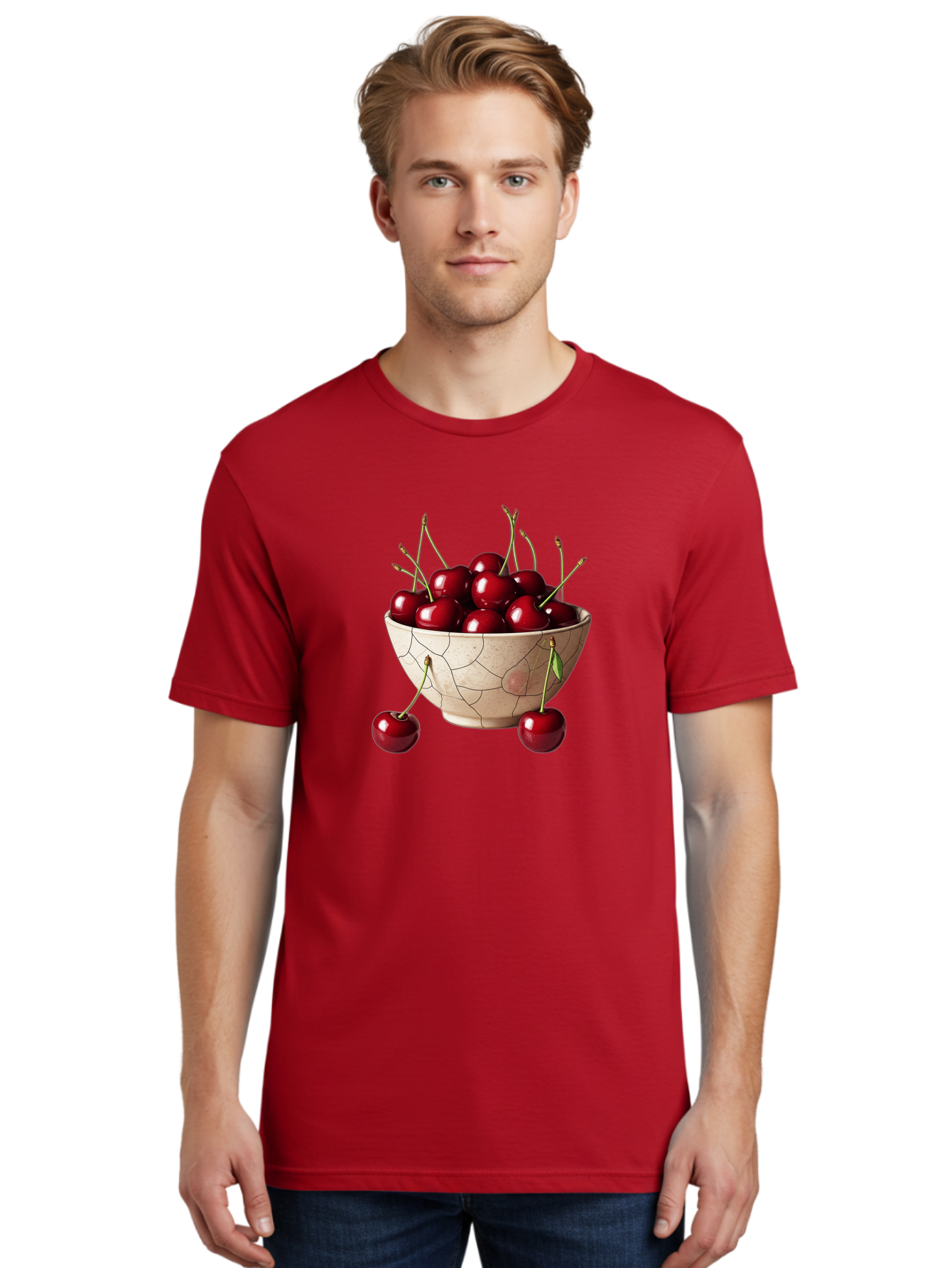 Cherries-In-Bowl-25 Men'S Graphic Tee, 100% Cotton, Comfortable Casual Summer Wear, Machine Washable, Vintage Camera, Old Camera, Antique Camera, Black Camera, Classic Photography, Photography Equipment, Nostalgic Device, Film Camera, Bai690