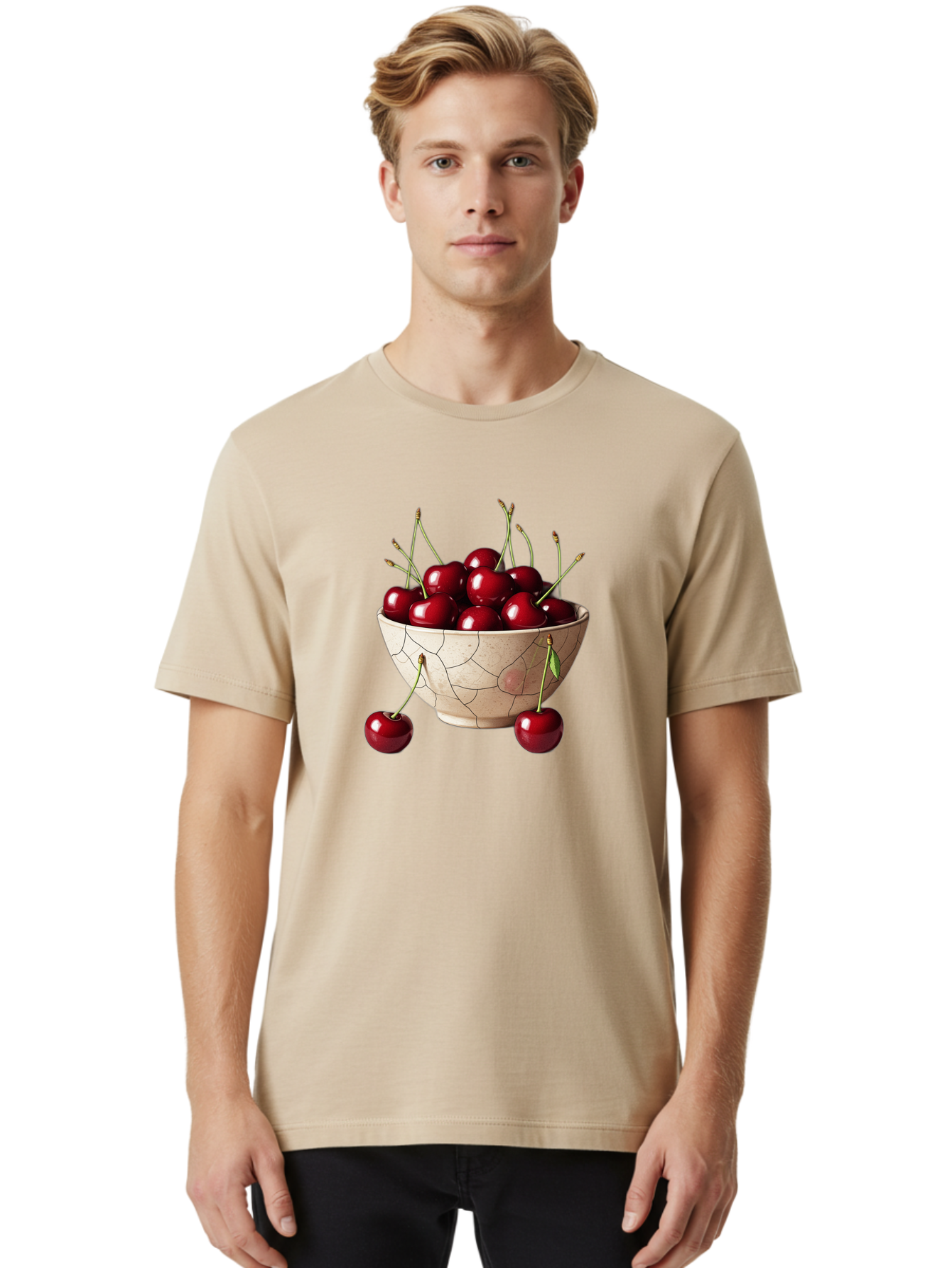 Cherries-In-Bowl-25 Men'S Graphic Tee, 100% Cotton, Comfortable Casual Summer Wear, Machine Washable, Vintage Camera, Old Camera, Antique Camera, Black Camera, Classic Photography, Photography Equipment, Nostalgic Device, Film Camera, Bai690
