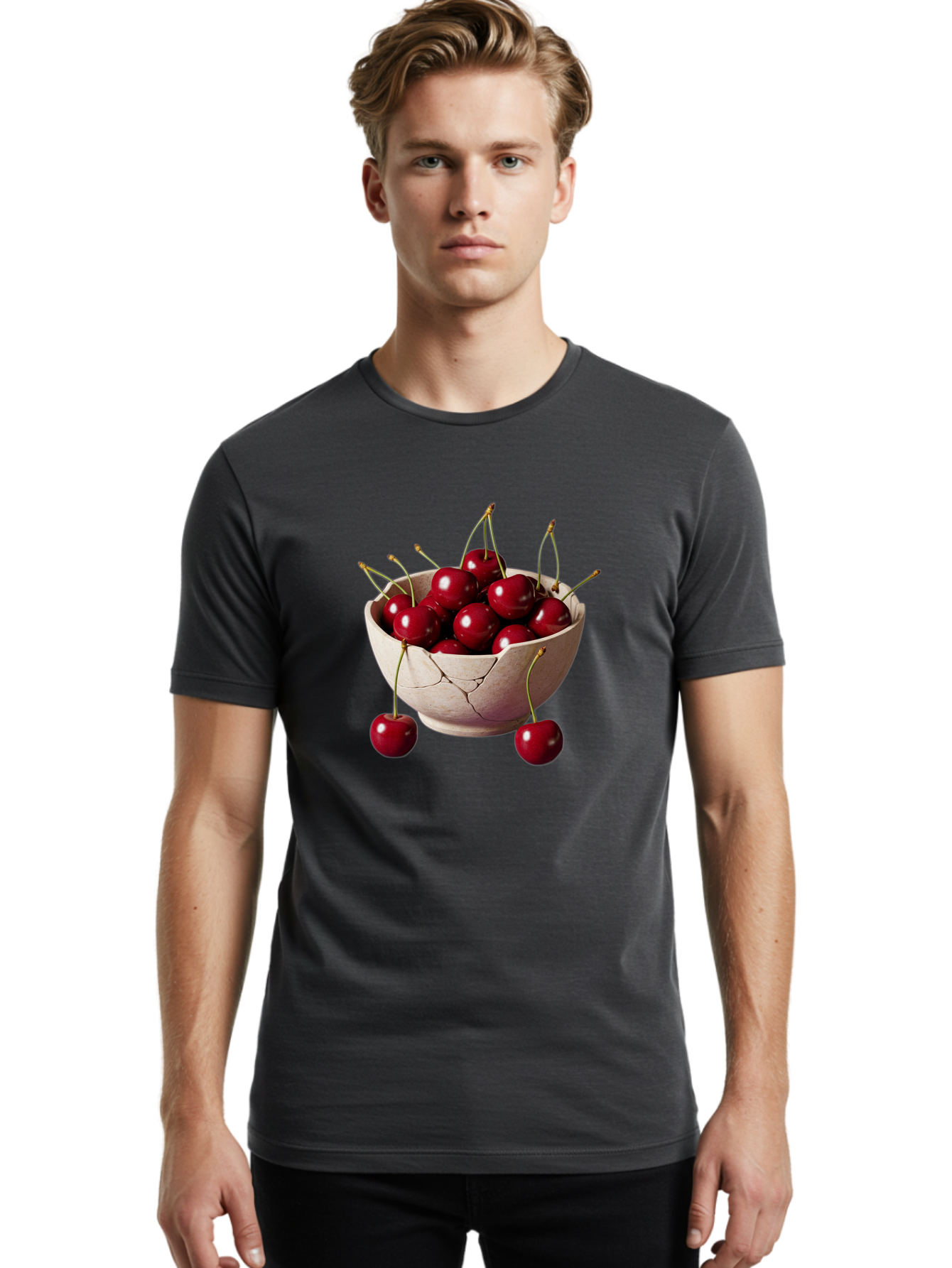Cherries-In-Bowl-26 Men'S Graphic Tee, 100% Cotton, Comfortable Casual Summer Wear, Machine Washable, Vintage Camera, Old Camera, Antique Camera, Black Camera, Classic Photography, Photography Equipment, Nostalgic Device, Film Camera, Bai691