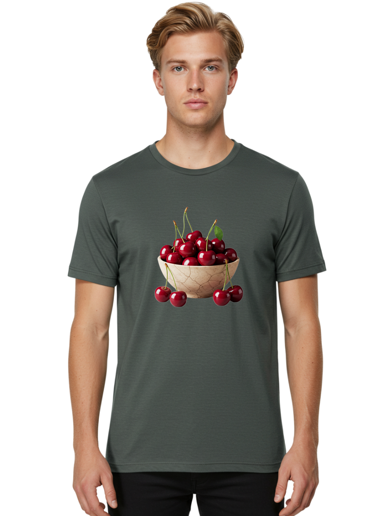 Cherries-In-Bowl-27 Men'S Graphic Tee, 100% Cotton, Comfortable Casual Summer Wear, Machine Washable, Vintage Camera, Old Camera, Antique Camera, Black Camera, Classic Photography, Photography Equipment, Nostalgic Device, Film Camera, Bai692