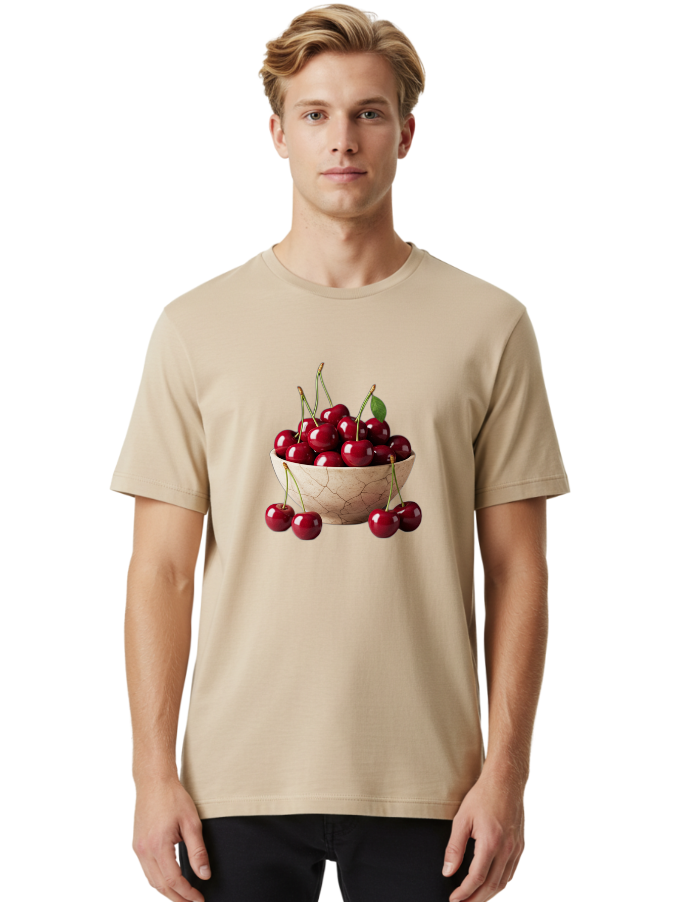 Cherries-In-Bowl-27 Men'S Graphic Tee, 100% Cotton, Comfortable Casual Summer Wear, Machine Washable, Vintage Camera, Old Camera, Antique Camera, Black Camera, Classic Photography, Photography Equipment, Nostalgic Device, Film Camera, Bai692