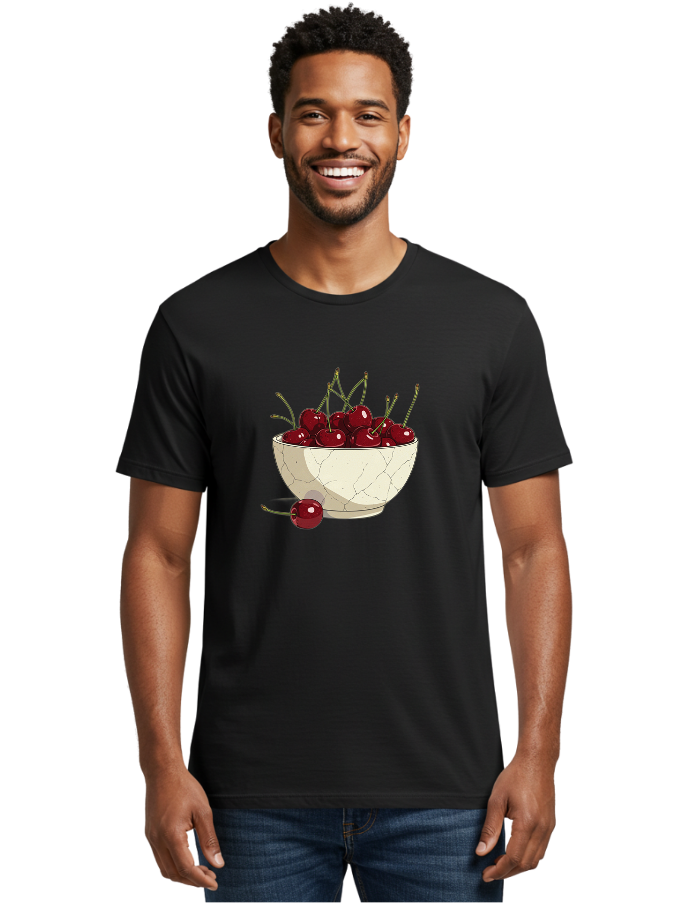 Cherries-In-Bowl-3 Men'S Graphic Tee, 100% Cotton, Comfortable Casual Summer Wear, Machine Washable, Vintage Camera, Old Camera, Antique Camera, Black Camera, Classic Photography, Photography Equipment, Nostalgic Device, Film Camera, Bai693