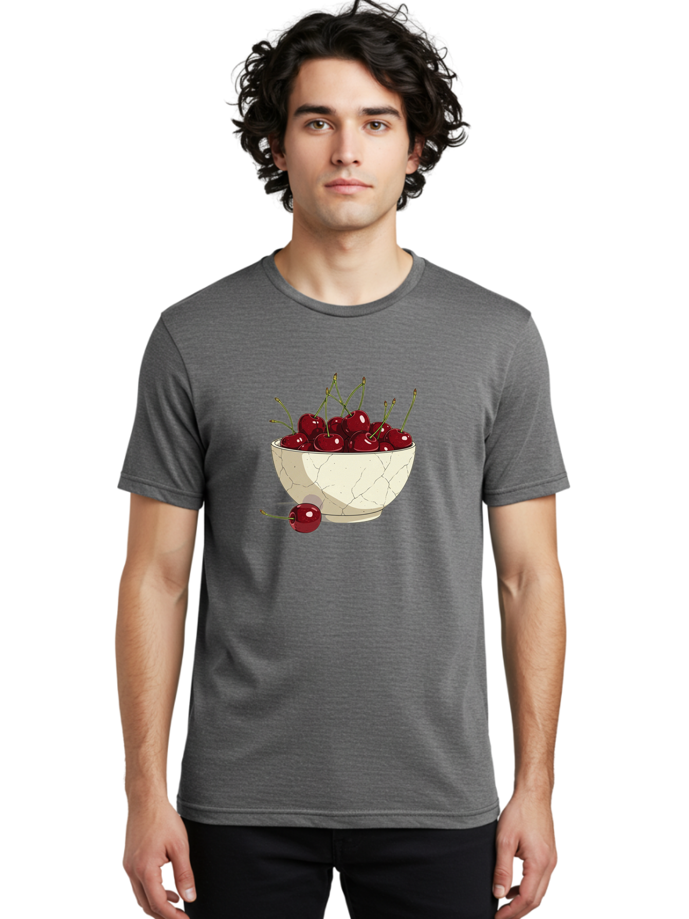 Cherries-In-Bowl-3 Men'S Graphic Tee, 100% Cotton, Comfortable Casual Summer Wear, Machine Washable, Vintage Camera, Old Camera, Antique Camera, Black Camera, Classic Photography, Photography Equipment, Nostalgic Device, Film Camera, Bai693
