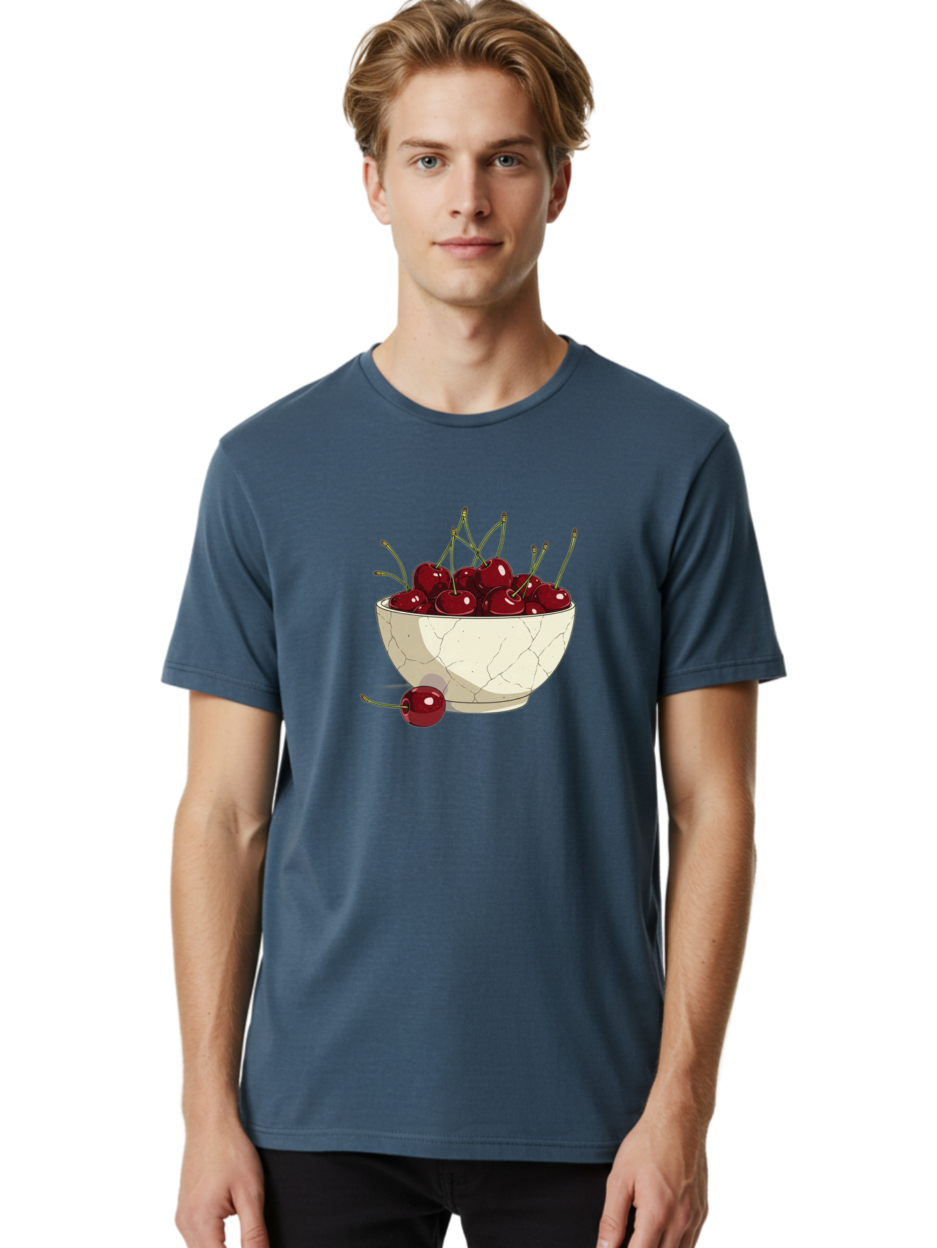 Cherries-In-Bowl-3 Men'S Graphic Tee, 100% Cotton, Comfortable Casual Summer Wear, Machine Washable, Vintage Camera, Old Camera, Antique Camera, Black Camera, Classic Photography, Photography Equipment, Nostalgic Device, Film Camera, Bai693