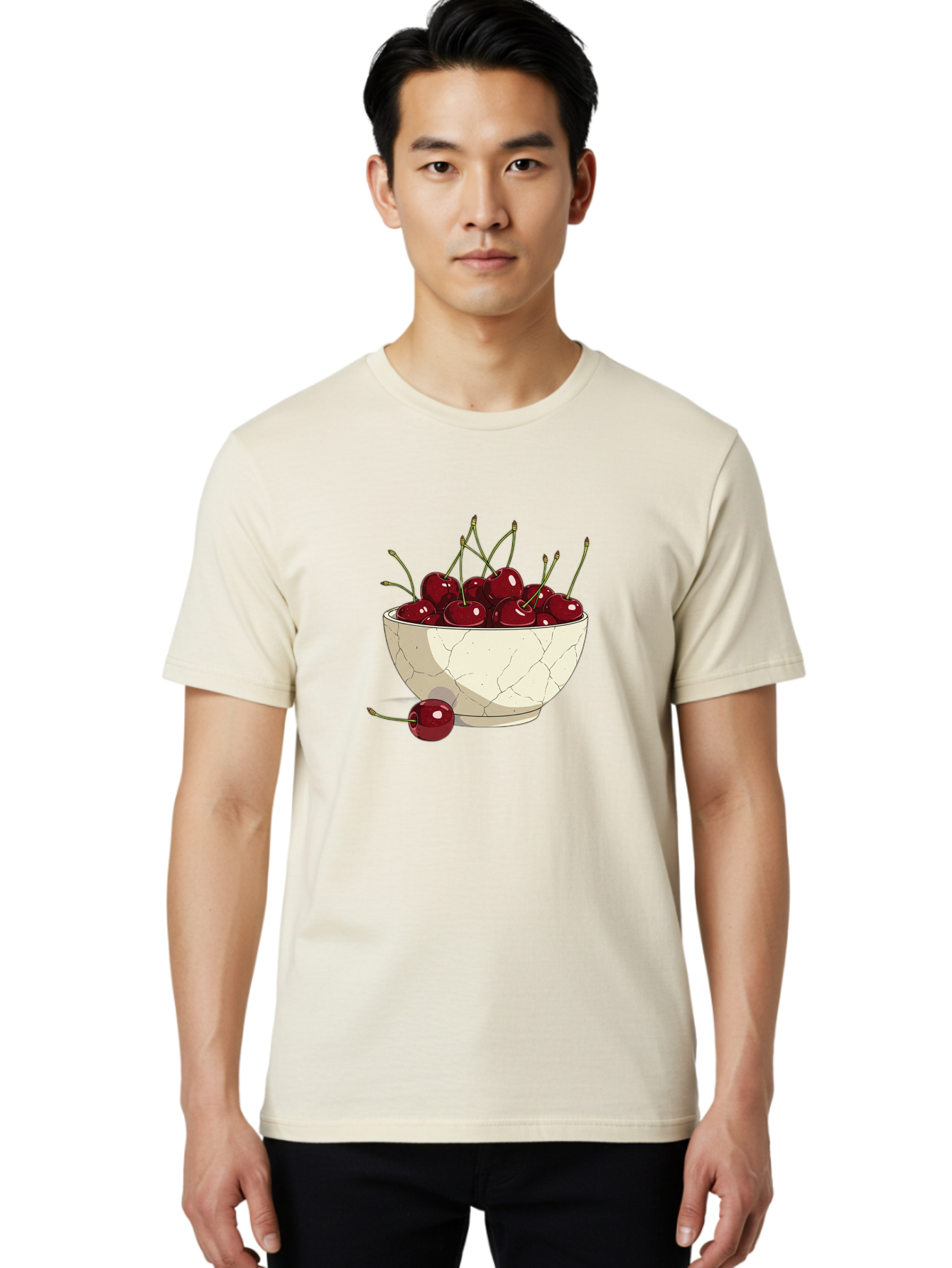 Cherries-In-Bowl-3 Men'S Graphic Tee, 100% Cotton, Comfortable Casual Summer Wear, Machine Washable, Vintage Camera, Old Camera, Antique Camera, Black Camera, Classic Photography, Photography Equipment, Nostalgic Device, Film Camera, Bai693