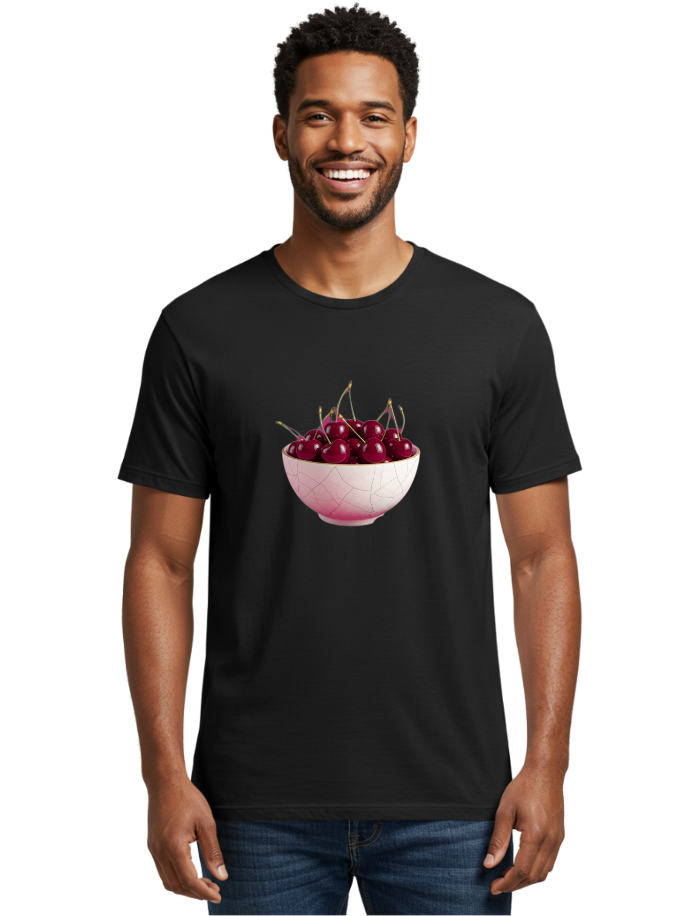 Cherries-In-Bowl-4 Men'S Graphic Tee, 100% Cotton, Comfortable Casual Summer Wear, Machine Washable, Vintage Camera, Old Camera, Antique Camera, Black Camera, Classic Photography, Photography Equipment, Nostalgic Device, Film Camera, Bai694