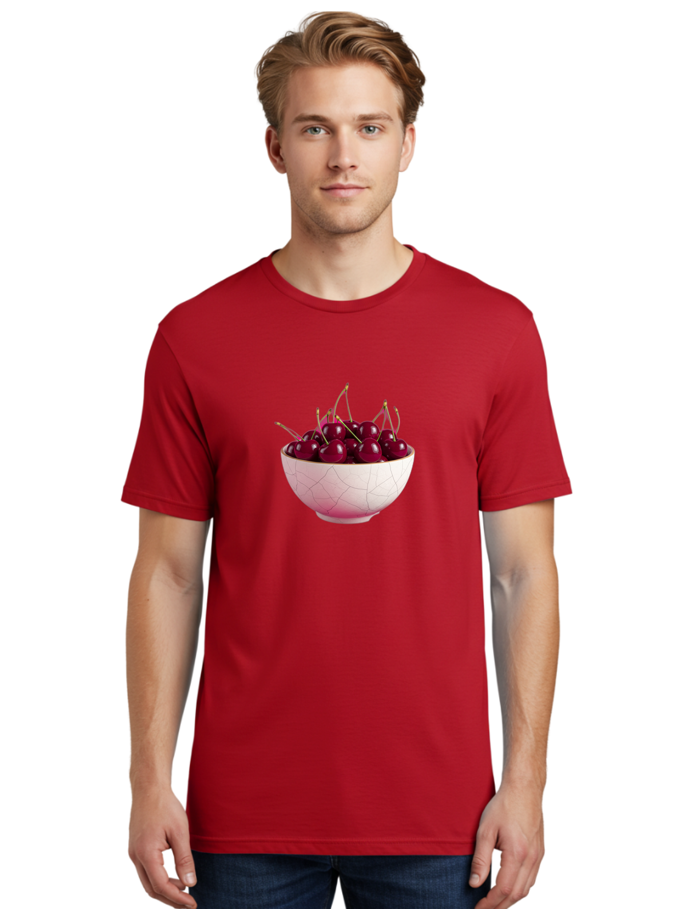 Cherries-In-Bowl-4 Men'S Graphic Tee, 100% Cotton, Comfortable Casual Summer Wear, Machine Washable, Vintage Camera, Old Camera, Antique Camera, Black Camera, Classic Photography, Photography Equipment, Nostalgic Device, Film Camera, Bai694