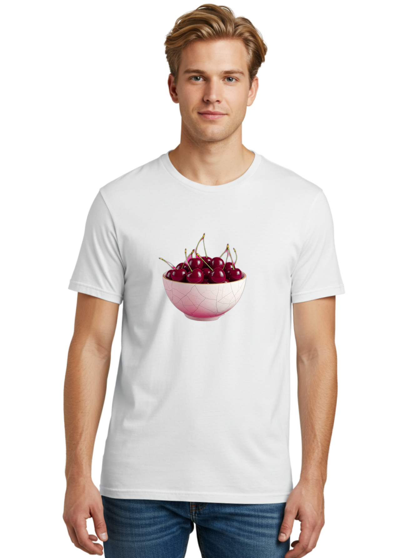 Cherries-In-Bowl-4 Men'S Graphic Tee, 100% Cotton, Comfortable Casual Summer Wear, Machine Washable, Vintage Camera, Old Camera, Antique Camera, Black Camera, Classic Photography, Photography Equipment, Nostalgic Device, Film Camera, Bai694
