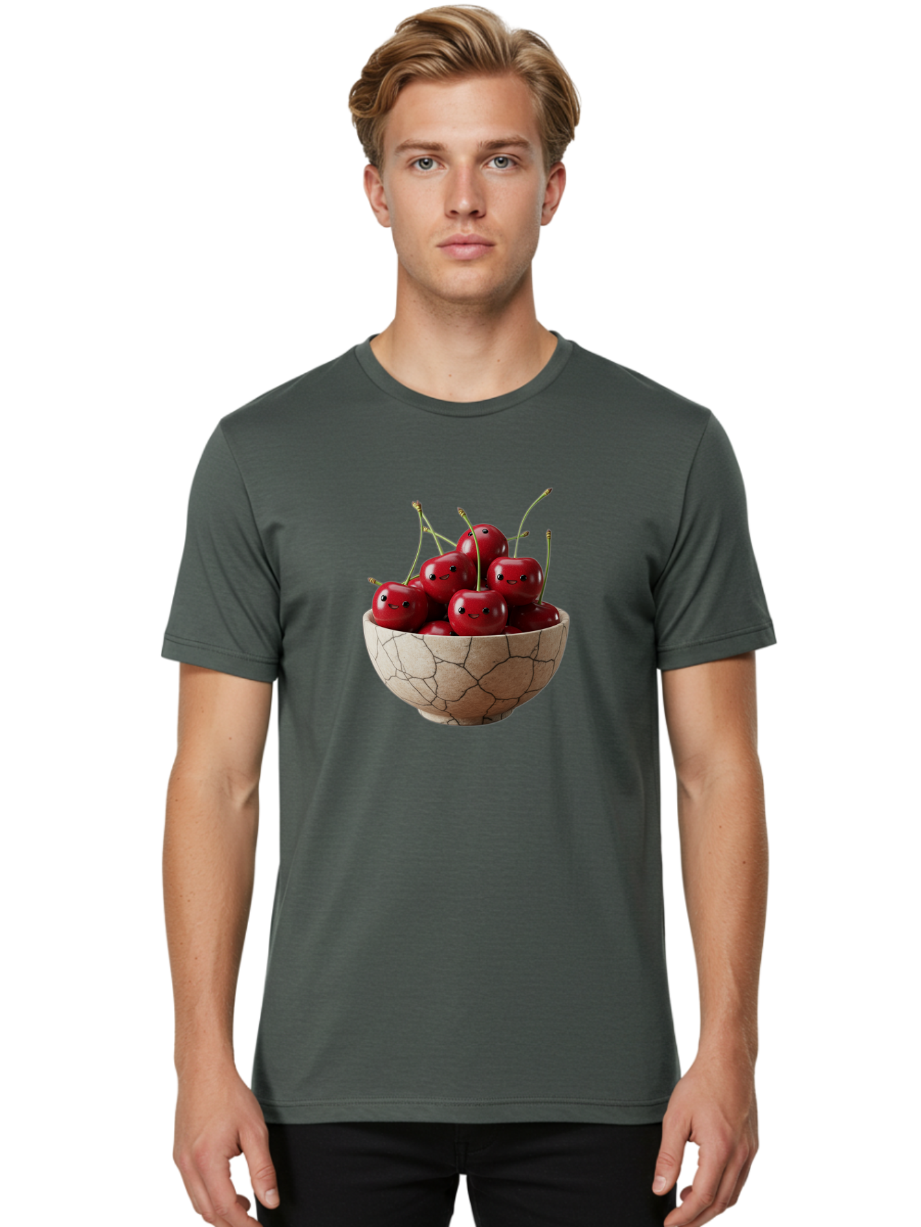 Cherries-In-Bowl-5 Men'S Graphic Tee, 100% Cotton, Comfortable Casual Summer Wear, Machine Washable, Vintage Camera, Old Camera, Antique Camera, Black Camera, Classic Photography, Photography Equipment, Nostalgic Device, Film Camera, Bai695