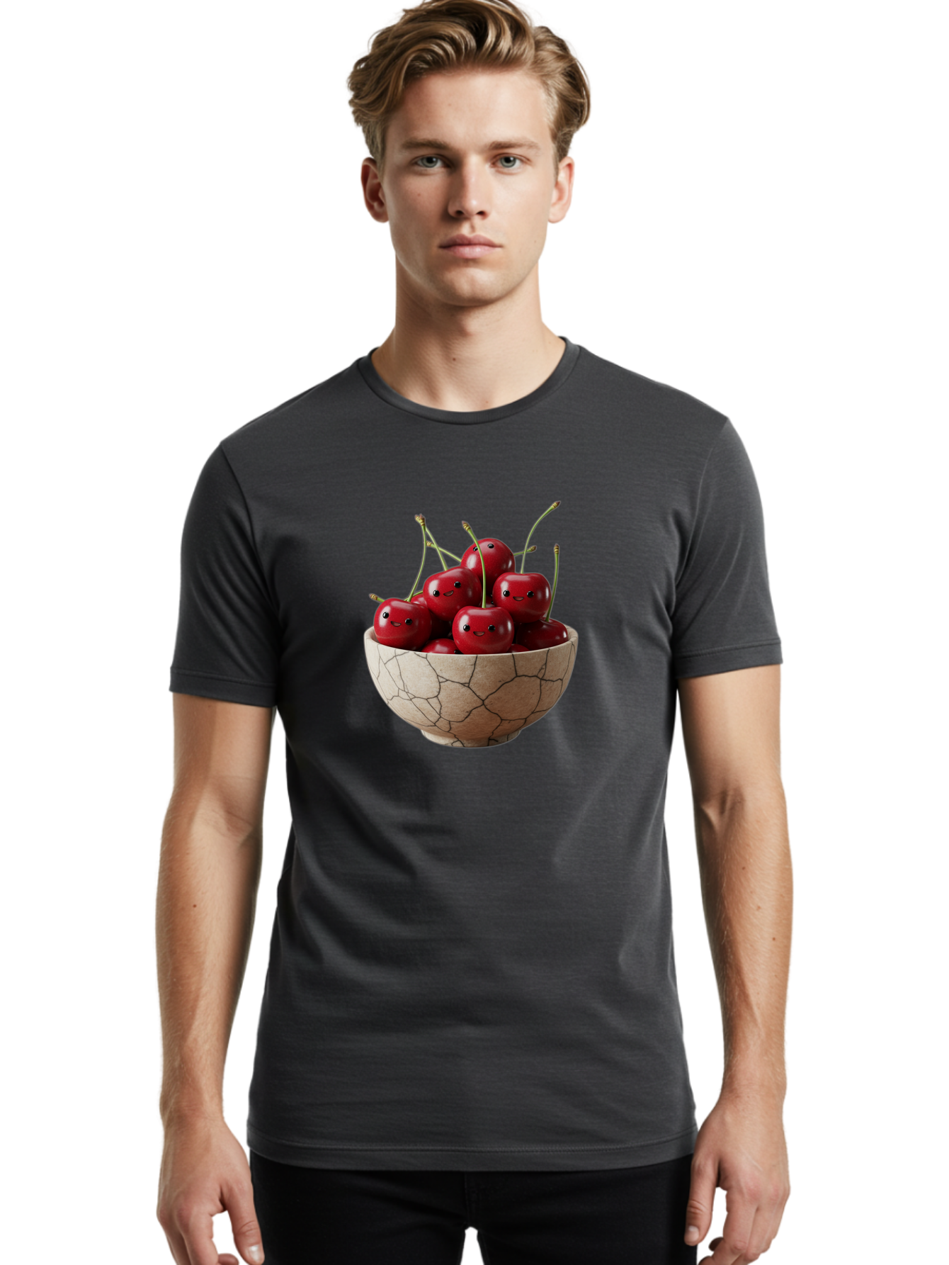Cherries-In-Bowl-5 Men'S Graphic Tee, 100% Cotton, Comfortable Casual Summer Wear, Machine Washable, Vintage Camera, Old Camera, Antique Camera, Black Camera, Classic Photography, Photography Equipment, Nostalgic Device, Film Camera, Bai695