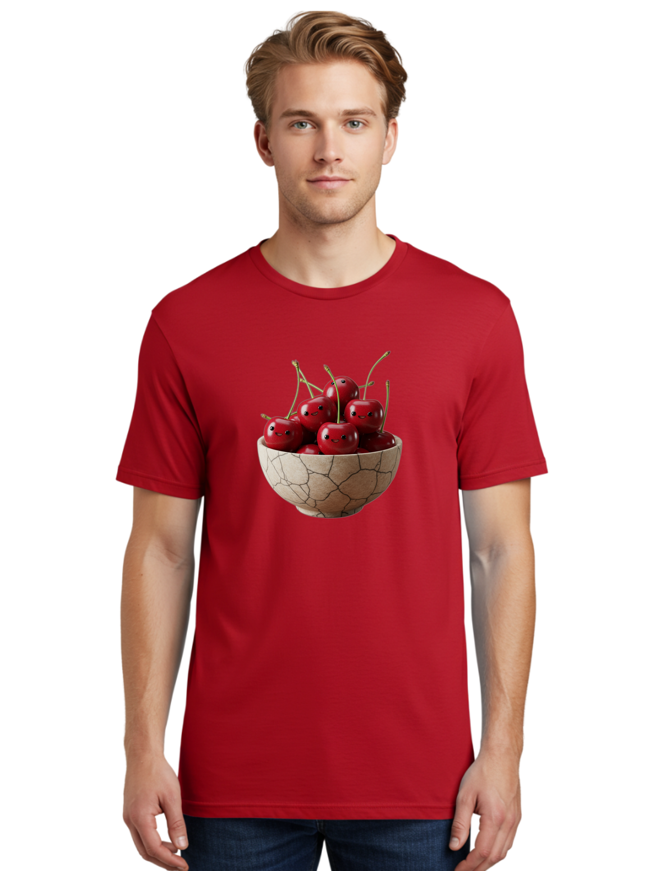 Cherries-In-Bowl-5 Men'S Graphic Tee, 100% Cotton, Comfortable Casual Summer Wear, Machine Washable, Vintage Camera, Old Camera, Antique Camera, Black Camera, Classic Photography, Photography Equipment, Nostalgic Device, Film Camera, Bai695