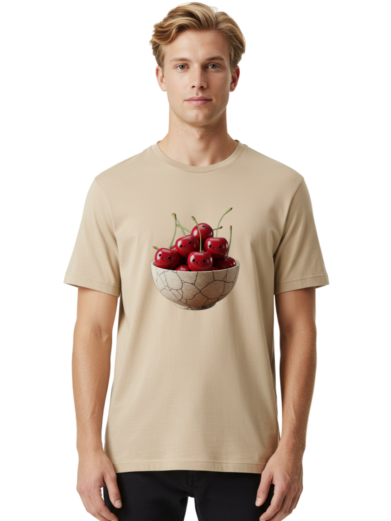 Cherries-In-Bowl-5 Men'S Graphic Tee, 100% Cotton, Comfortable Casual Summer Wear, Machine Washable, Vintage Camera, Old Camera, Antique Camera, Black Camera, Classic Photography, Photography Equipment, Nostalgic Device, Film Camera, Bai695