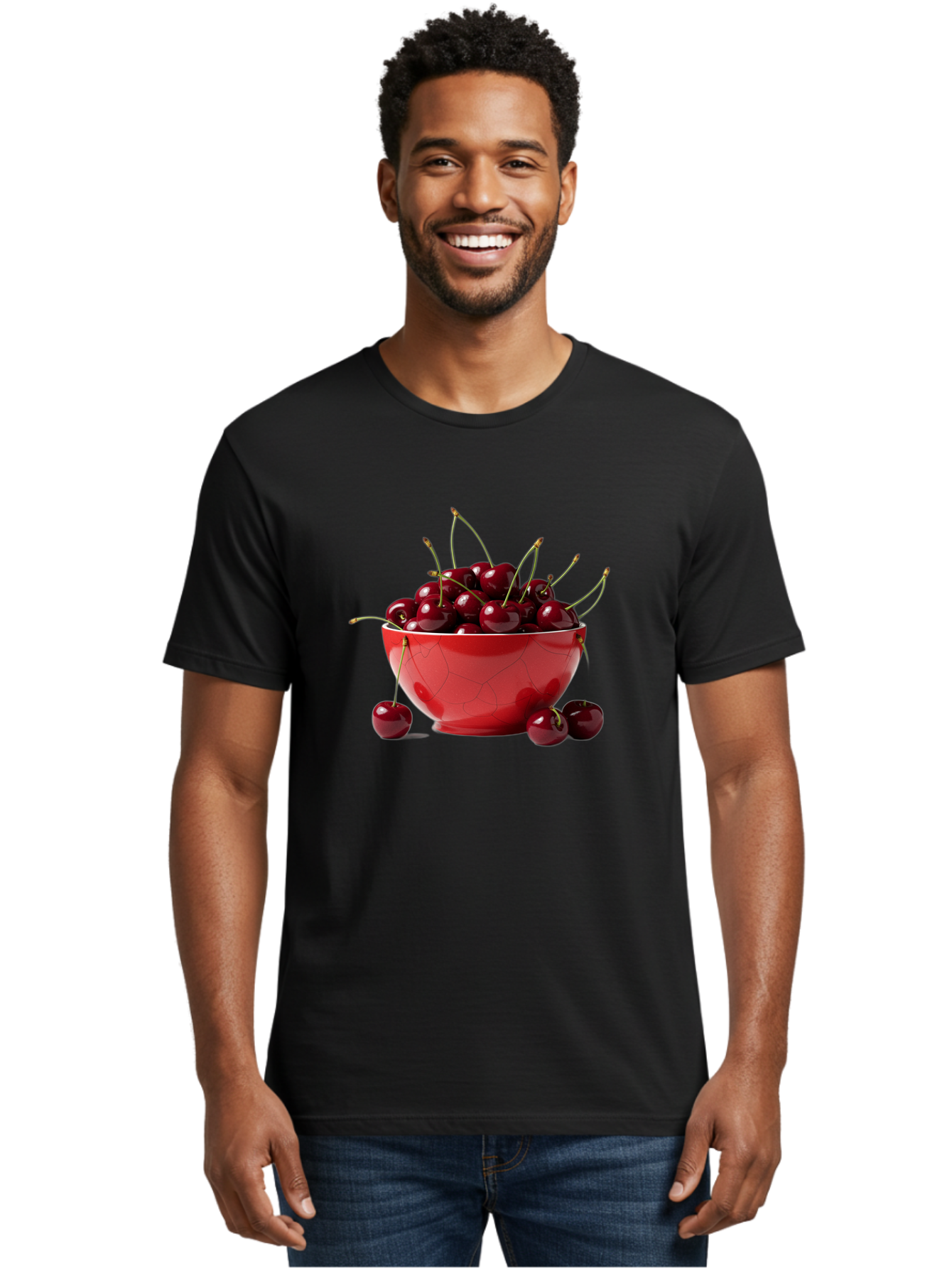 Cherries-In-Bowl-6 Men'S Graphic Tee, 100% Cotton, Comfortable Casual Summer Wear, Machine Washable, Vintage Camera, Old Camera, Antique Camera, Black Camera, Classic Photography, Photography Equipment, Nostalgic Device, Film Camera, Bai696