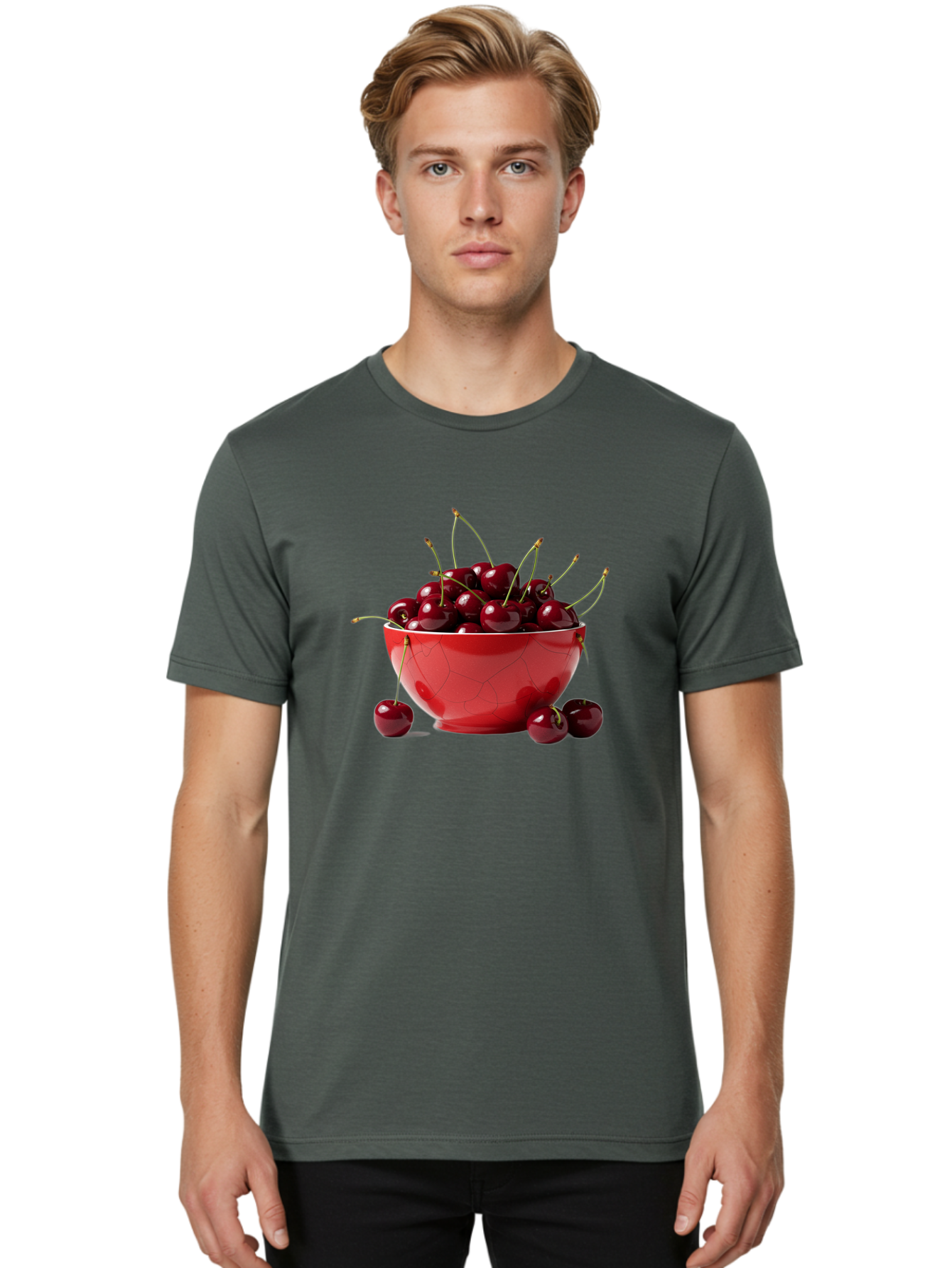 Cherries-In-Bowl-6 Men'S Graphic Tee, 100% Cotton, Comfortable Casual Summer Wear, Machine Washable, Vintage Camera, Old Camera, Antique Camera, Black Camera, Classic Photography, Photography Equipment, Nostalgic Device, Film Camera, Bai696
