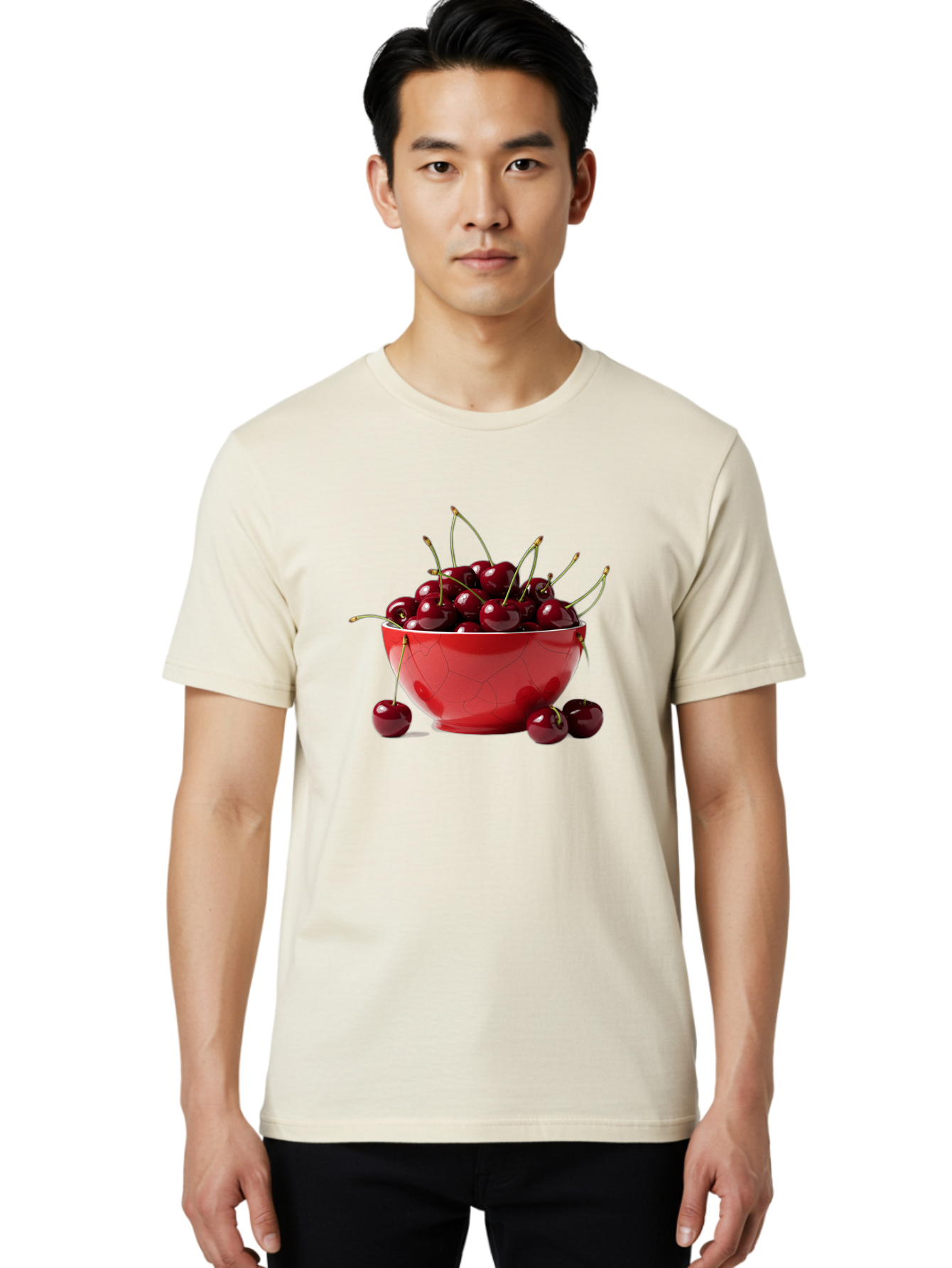 Cherries-In-Bowl-6 Men'S Graphic Tee, 100% Cotton, Comfortable Casual Summer Wear, Machine Washable, Vintage Camera, Old Camera, Antique Camera, Black Camera, Classic Photography, Photography Equipment, Nostalgic Device, Film Camera, Bai696
