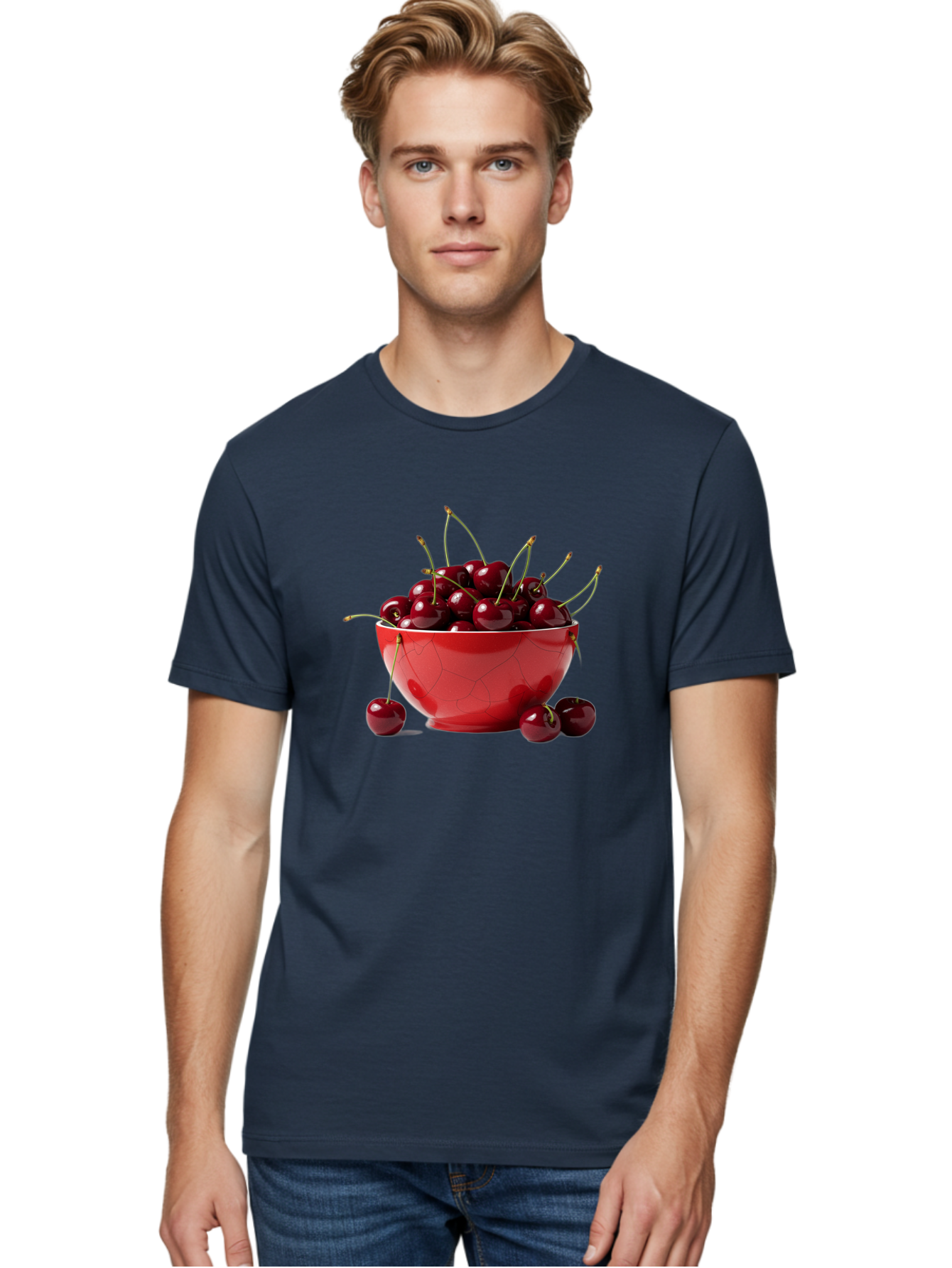 Cherries-In-Bowl-6 Men'S Graphic Tee, 100% Cotton, Comfortable Casual Summer Wear, Machine Washable, Vintage Camera, Old Camera, Antique Camera, Black Camera, Classic Photography, Photography Equipment, Nostalgic Device, Film Camera, Bai696