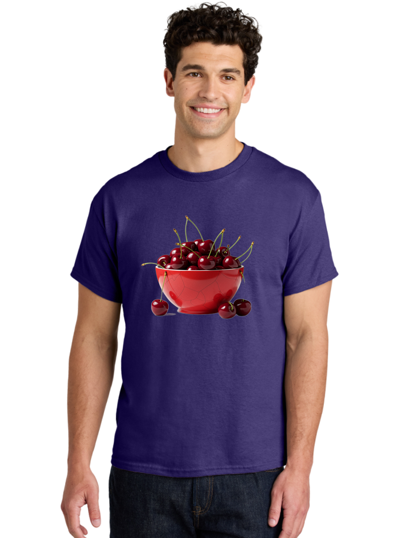 Cherries-In-Bowl-6 Men'S Graphic Tee, 100% Cotton, Comfortable Casual Summer Wear, Machine Washable, Vintage Camera, Old Camera, Antique Camera, Black Camera, Classic Photography, Photography Equipment, Nostalgic Device, Film Camera, Bai696