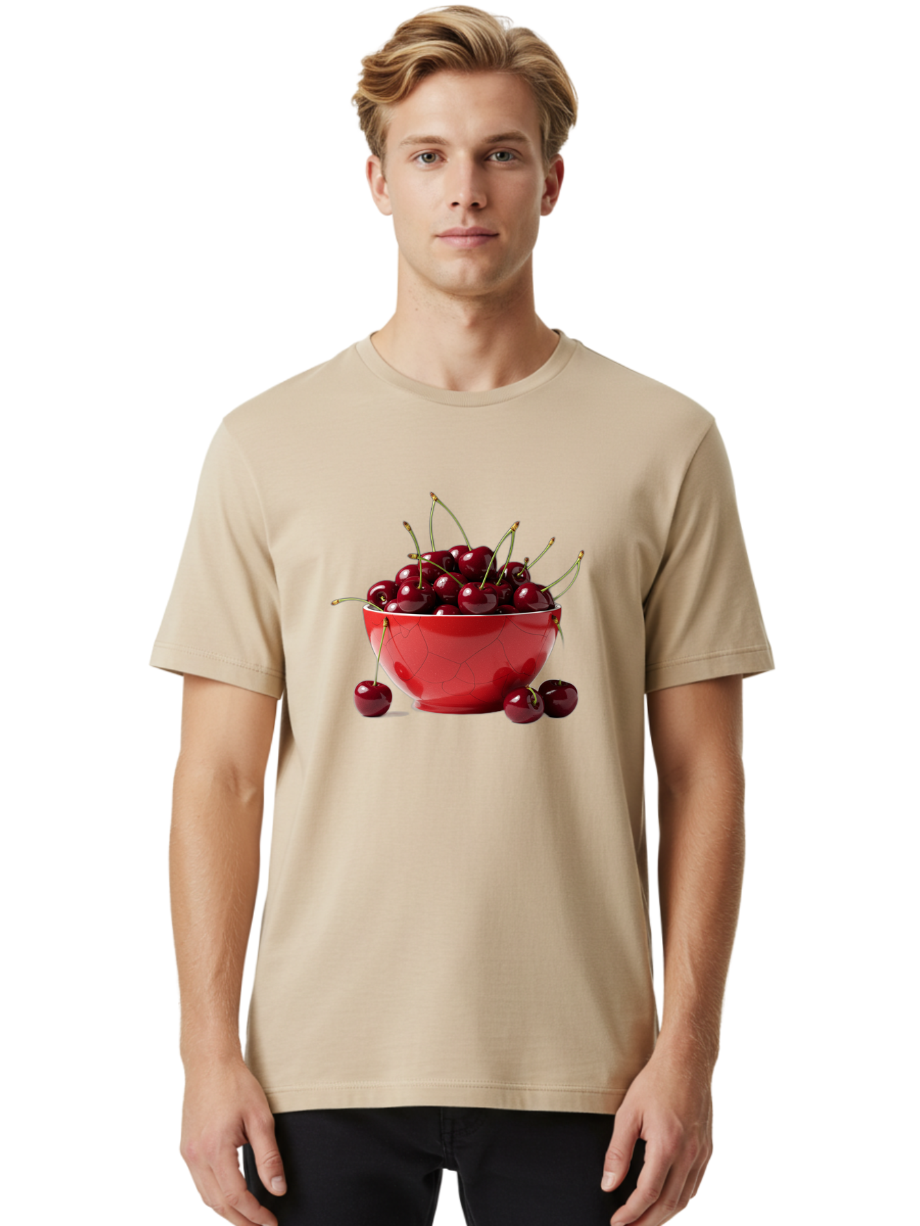 Cherries-In-Bowl-6 Men'S Graphic Tee, 100% Cotton, Comfortable Casual Summer Wear, Machine Washable, Vintage Camera, Old Camera, Antique Camera, Black Camera, Classic Photography, Photography Equipment, Nostalgic Device, Film Camera, Bai696