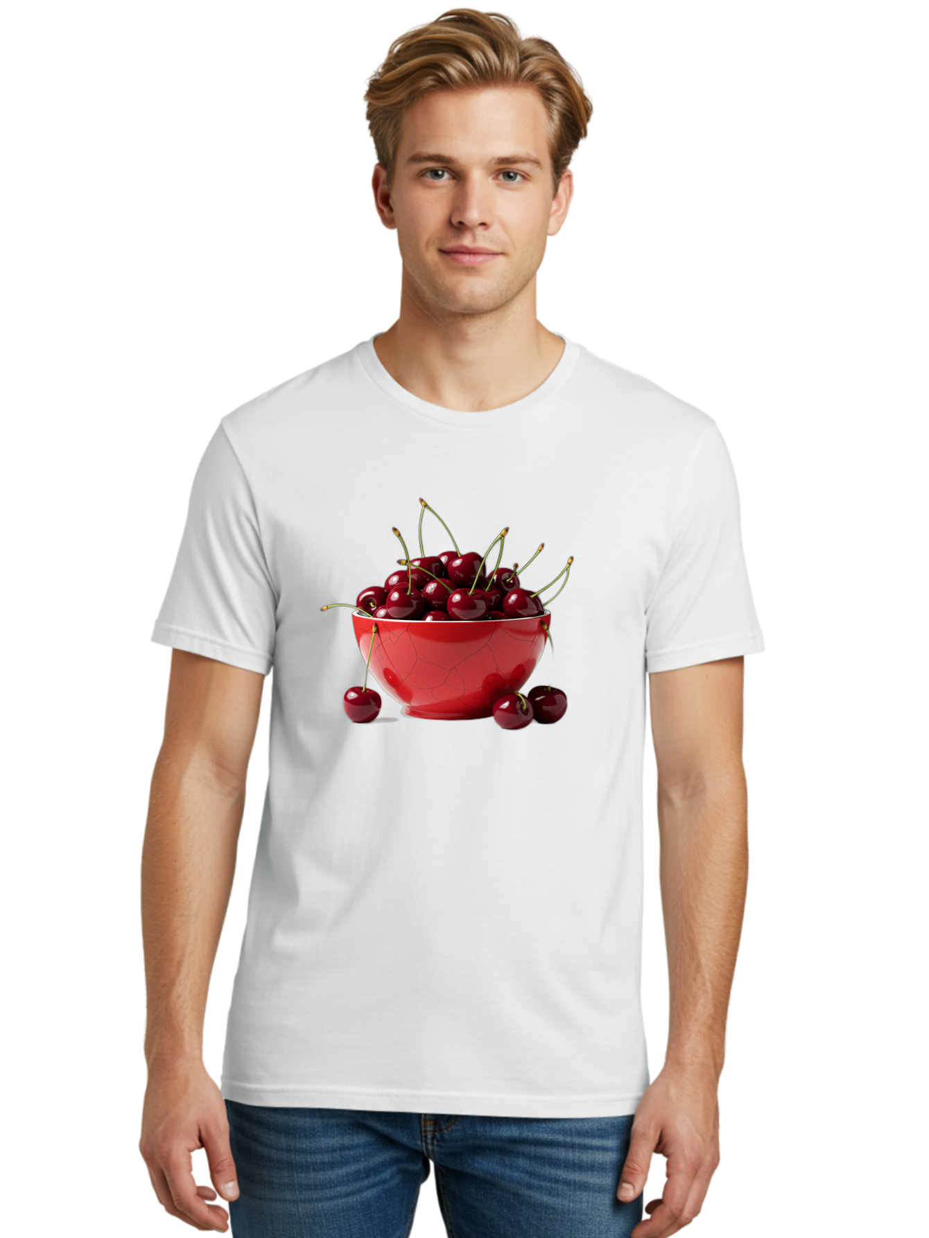 Cherries-In-Bowl-6 Men'S Graphic Tee, 100% Cotton, Comfortable Casual Summer Wear, Machine Washable, Vintage Camera, Old Camera, Antique Camera, Black Camera, Classic Photography, Photography Equipment, Nostalgic Device, Film Camera, Bai696