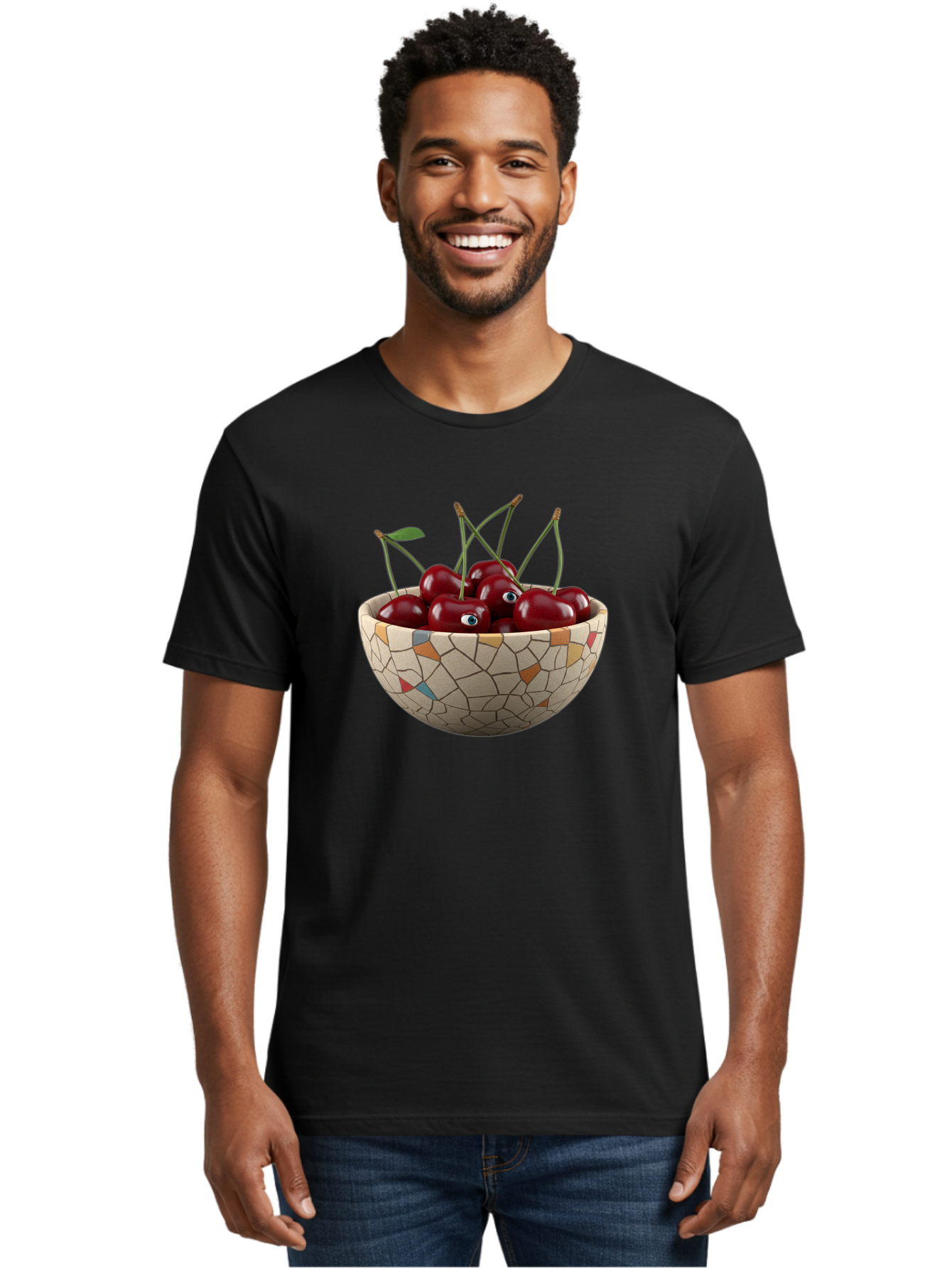 Cherries-In-Bowl-7 Men'S Graphic Tee, 100% Cotton, Comfortable Casual Summer Wear, Machine Washable, Vintage Camera, Old Camera, Antique Camera, Black Camera, Classic Photography, Photography Equipment, Nostalgic Device, Film Camera, Bai697
