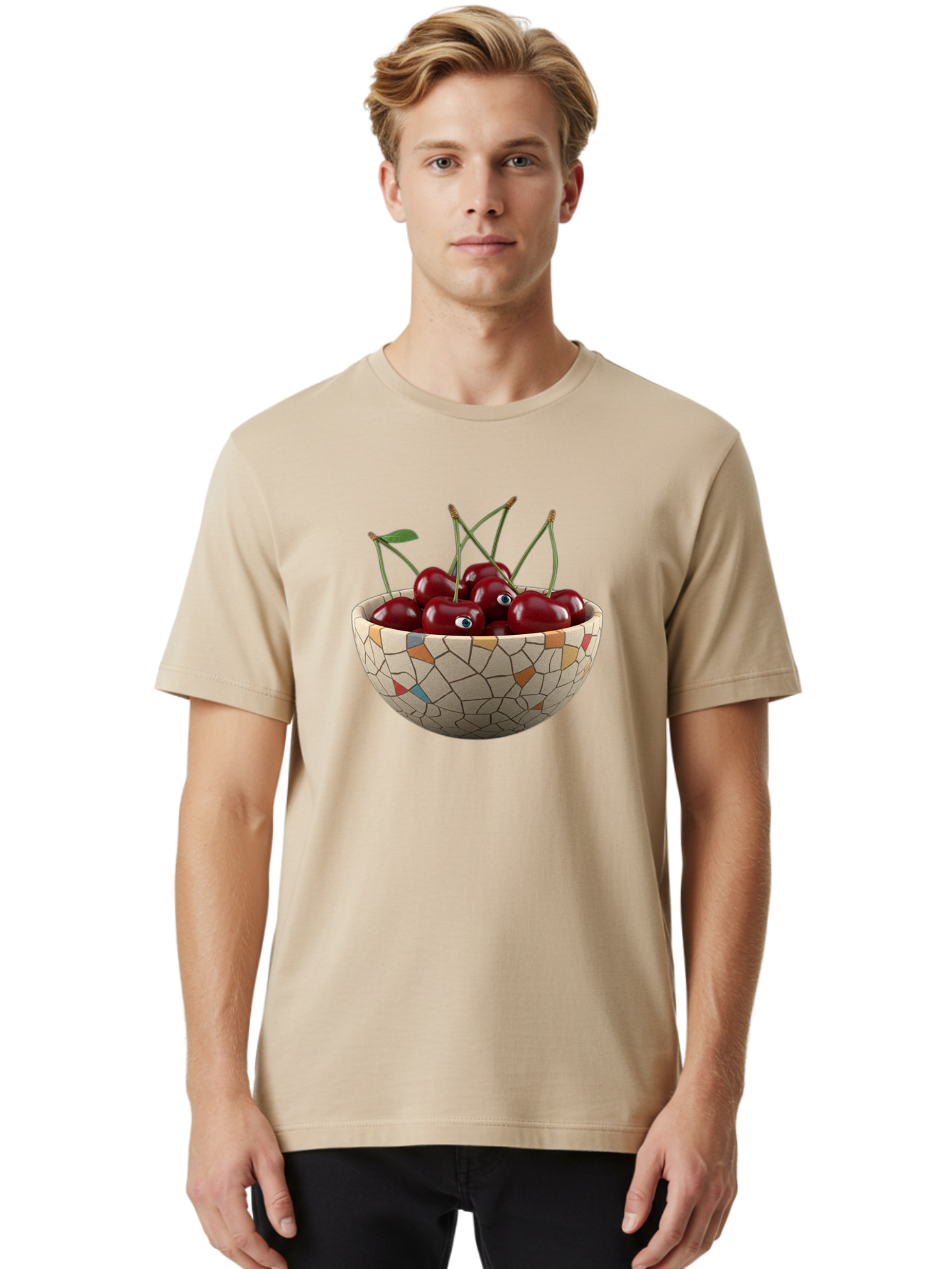 Cherries-In-Bowl-7 Men'S Graphic Tee, 100% Cotton, Comfortable Casual Summer Wear, Machine Washable, Vintage Camera, Old Camera, Antique Camera, Black Camera, Classic Photography, Photography Equipment, Nostalgic Device, Film Camera, Bai697