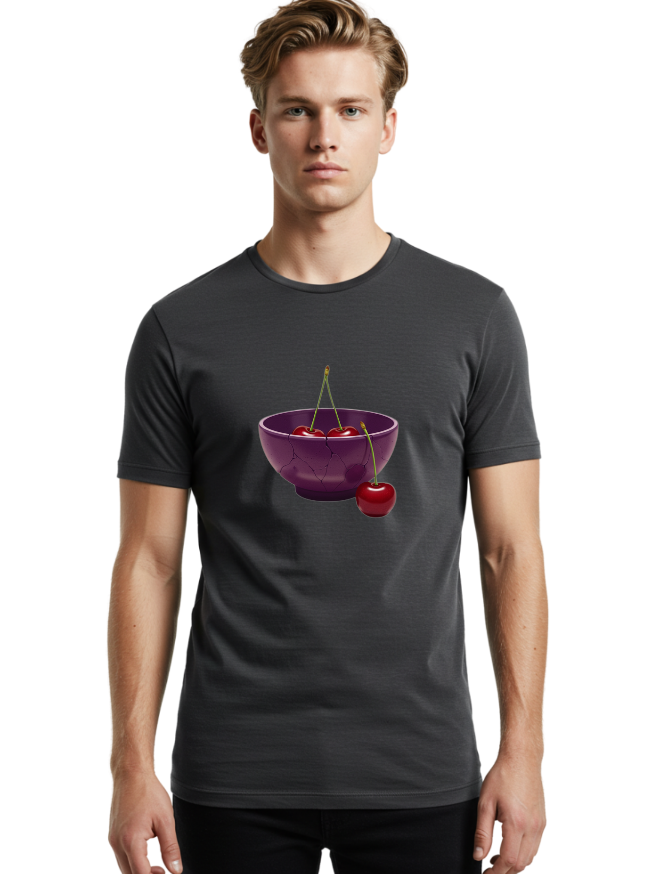 Cherries-In-Bowl Men'S Graphic Tee, 100% Cotton, Comfortable Casual Summer Wear, Machine Washable, Vintage Camera, Old Camera, Antique Camera, Black Camera, Classic Photography, Photography Equipment, Nostalgic Device, Film Camera, Camera Art Bai700