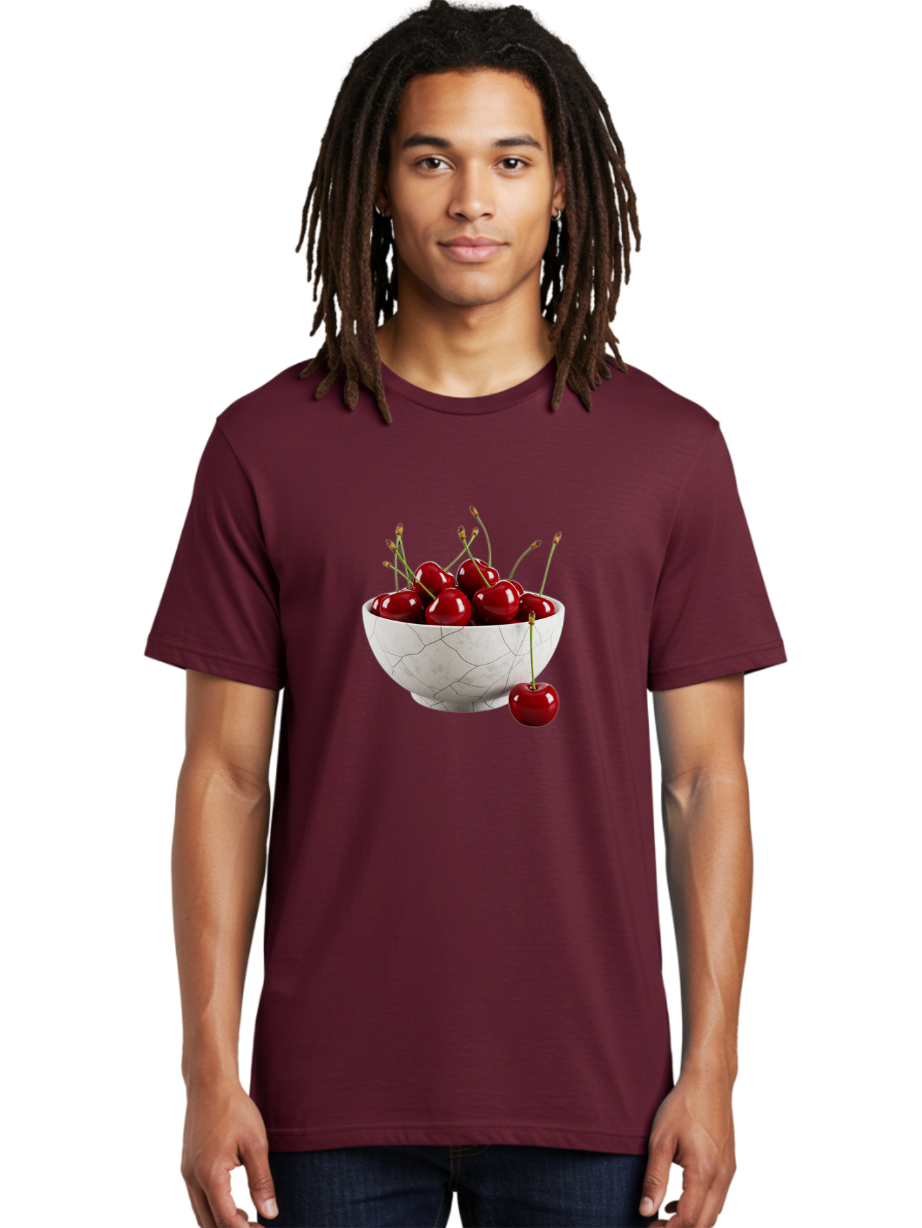 Cherries-In-Cracked-White-Bowl Men'S Graphic Tee, 100% Cotton, Comfortable Casual Summer Wear, Machine Washable, Vintage Camera, Old Camera, Antique Camera, Black Camera, Classic Photography, Photography Equipment, Nostalgic Device, Bai704