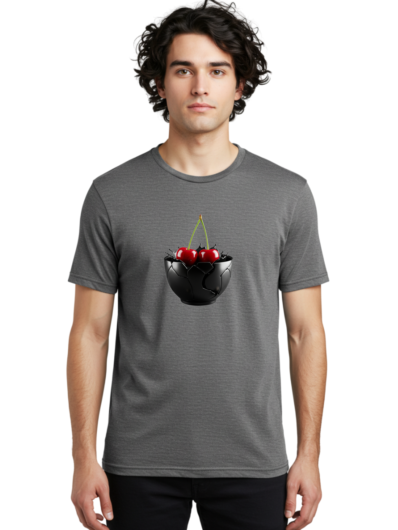 Cherries-In-Eggshell-Bowl Men'S Graphic Tee, 100% Cotton, Comfortable Casual Summer Wear, Machine Washable, Vintage Camera, Old Camera, Antique Camera, Black Camera, Classic Photography, Photography Equipment, Nostalgic Device, Film Camera, Bai705