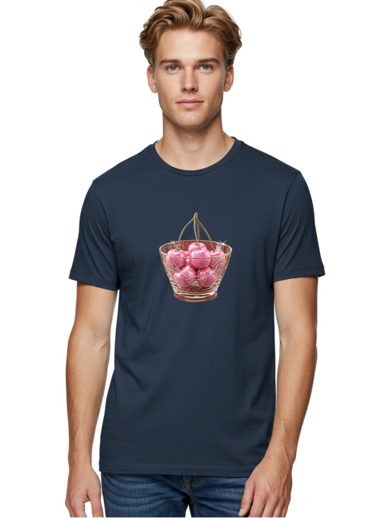 Cherries-In-Glass-Basket Men'S Graphic Tee, 100% Cotton, Comfortable Casual Summer Wear, Machine Washable, Vintage Camera, Old Camera, Antique Camera, Black Camera, Classic Photography, Photography Equipment, Nostalgic Device, Film Camera, Bai706