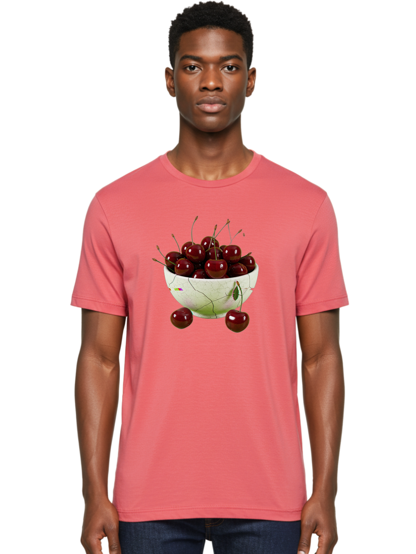 Cherries-In-Kintsugi-Bowl-1 Men'S Graphic Tee, 100% Cotton, Comfortable Casual Summer Wear, Machine Washable, Vintage Camera, Old Camera, Antique Camera, Black Camera, Classic Photography, Photography Equipment, Nostalgic Device, Film Camera, Bai707