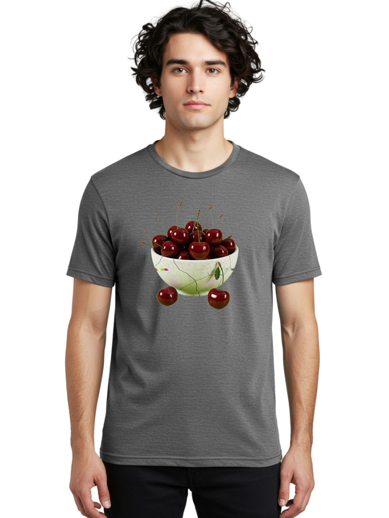 Cherries-In-Kintsugi-Bowl-1 Men'S Graphic Tee, 100% Cotton, Comfortable Casual Summer Wear, Machine Washable, Vintage Camera, Old Camera, Antique Camera, Black Camera, Classic Photography, Photography Equipment, Nostalgic Device, Film Camera, Bai707