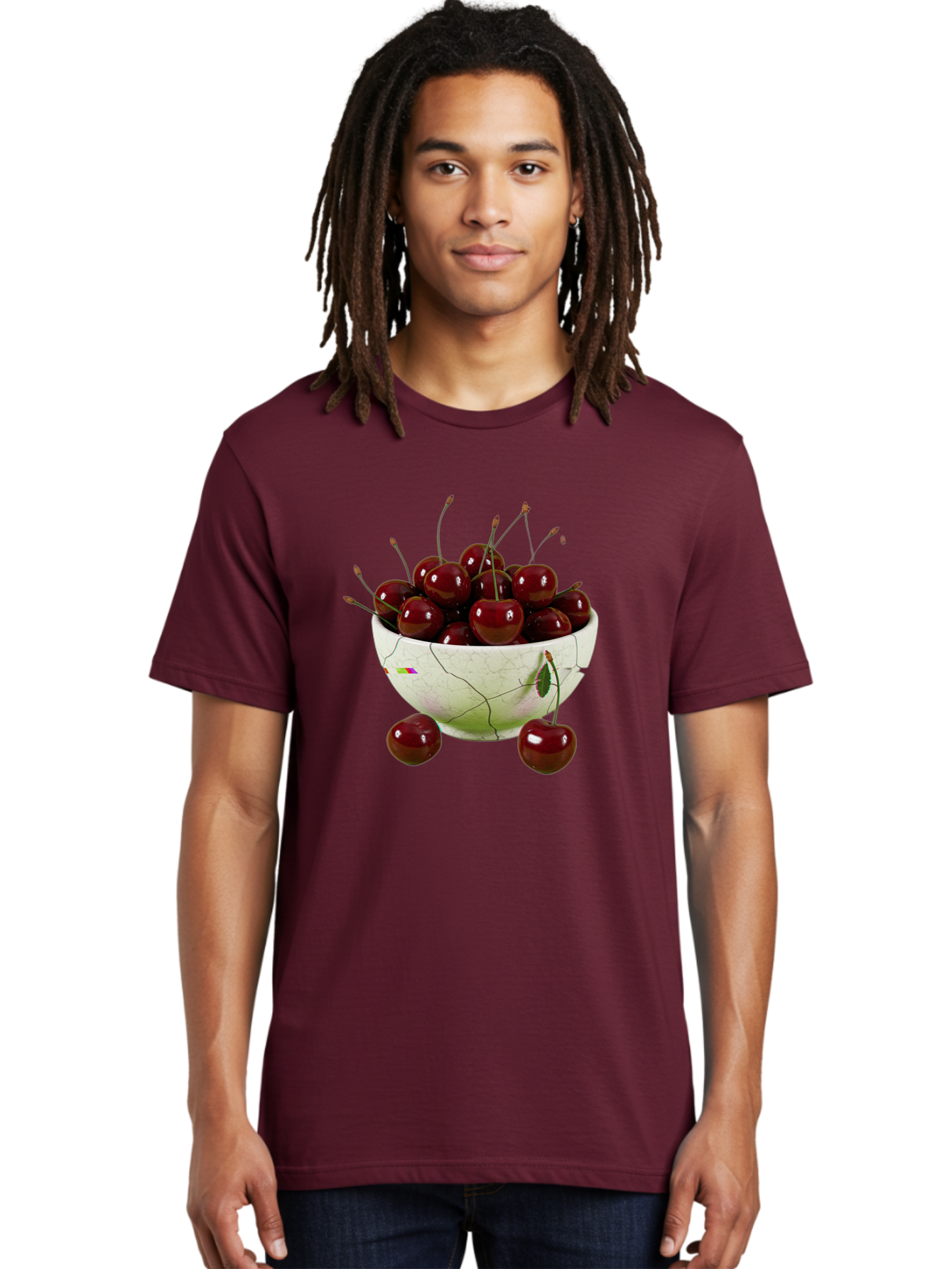 Cherries-In-Kintsugi-Bowl-1 Men'S Graphic Tee, 100% Cotton, Comfortable Casual Summer Wear, Machine Washable, Vintage Camera, Old Camera, Antique Camera, Black Camera, Classic Photography, Photography Equipment, Nostalgic Device, Film Camera, Bai707