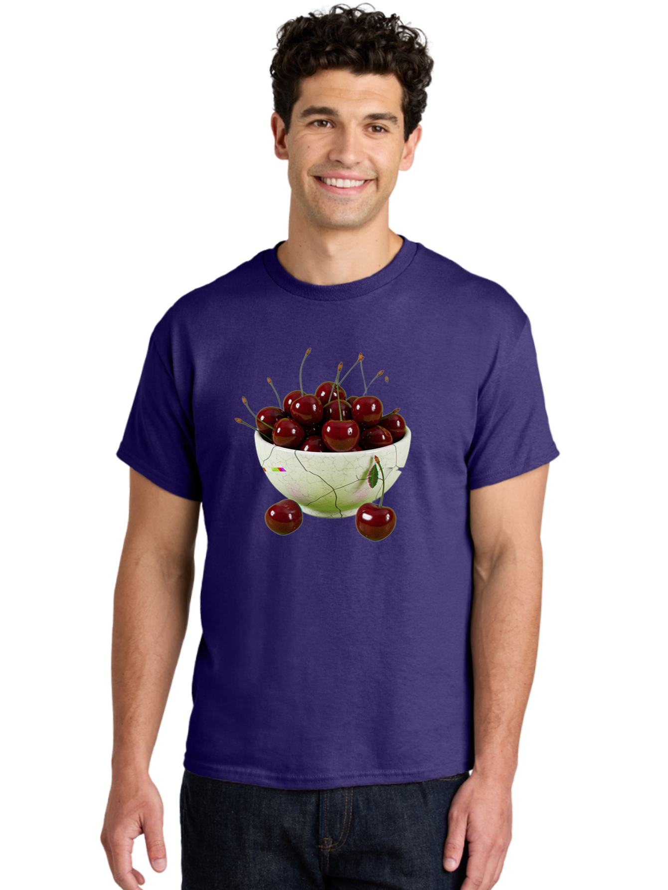 Cherries-In-Kintsugi-Bowl-1 Men'S Graphic Tee, 100% Cotton, Comfortable Casual Summer Wear, Machine Washable, Vintage Camera, Old Camera, Antique Camera, Black Camera, Classic Photography, Photography Equipment, Nostalgic Device, Film Camera, Bai707