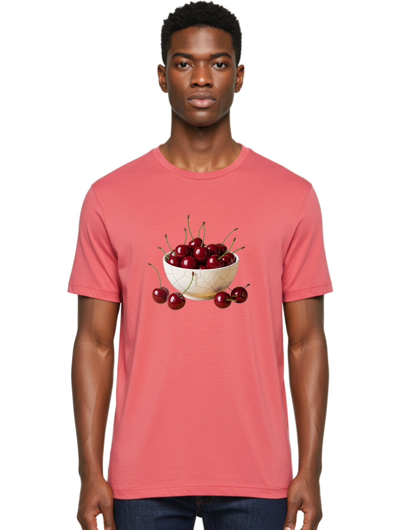 Cherries-In-Kintsugi-Bowl-2 Men'S Graphic Tee, 100% Cotton, Comfortable Casual Summer Wear, Machine Washable, Vintage Camera, Old Camera, Antique Camera, Black Camera, Classic Photography, Photography Equipment, Nostalgic Device, Film Camera, Bai708