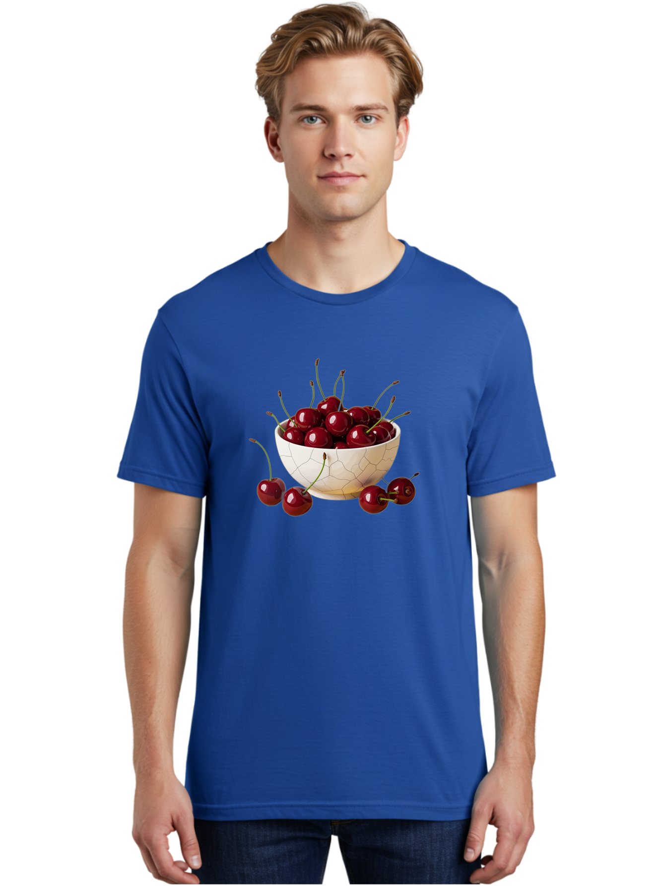 Cherries-In-Kintsugi-Bowl-2 Men'S Graphic Tee, 100% Cotton, Comfortable Casual Summer Wear, Machine Washable, Vintage Camera, Old Camera, Antique Camera, Black Camera, Classic Photography, Photography Equipment, Nostalgic Device, Film Camera, Bai708