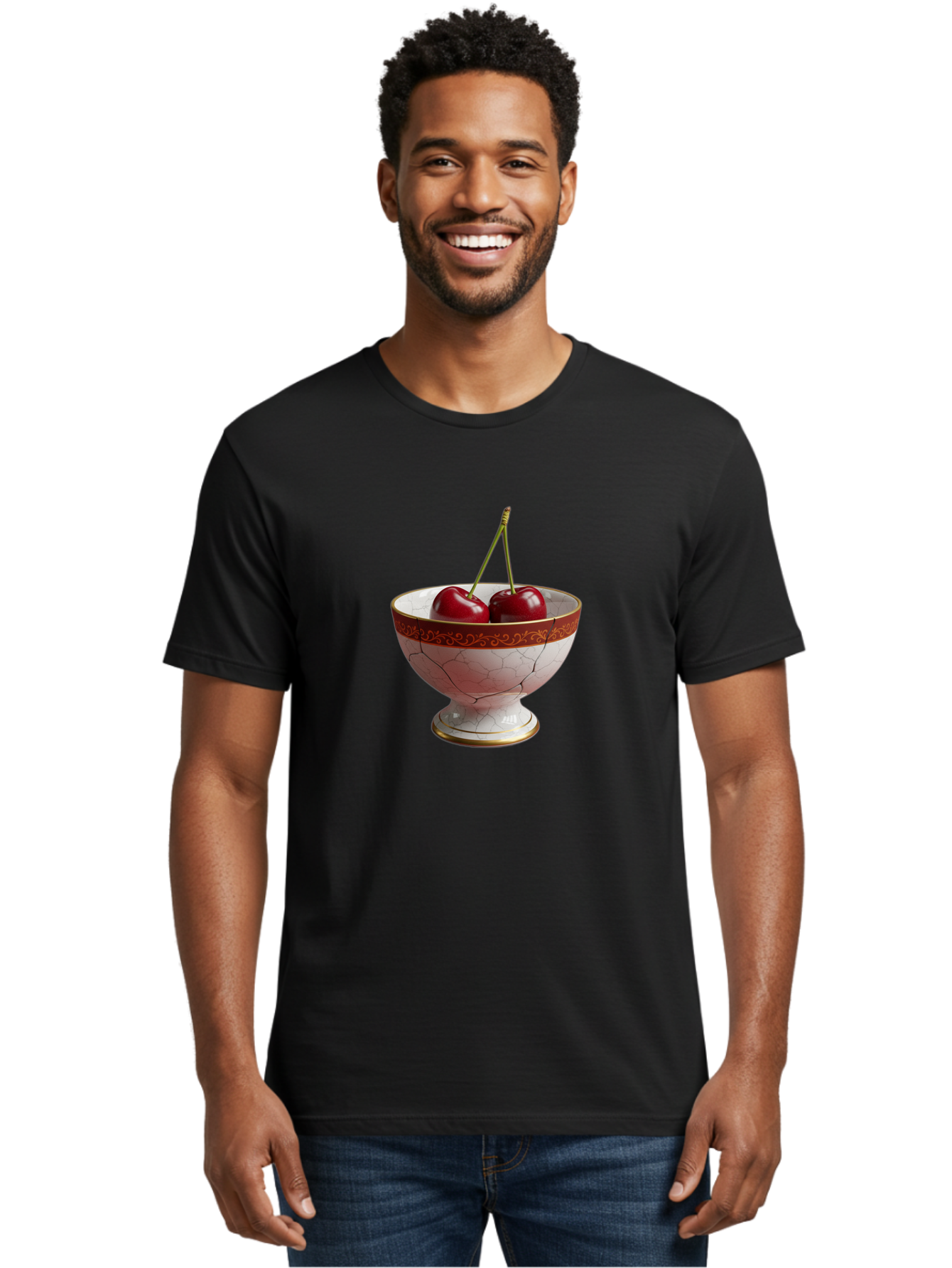 Cherries-In-Kintsugi-Bowl Men'S Graphic Tee, 100% Cotton, Comfortable Casual Summer Wear, Machine Washable, Vintage Camera, Old Camera, Antique Camera, Black Camera, Classic Photography, Photography Equipment, Nostalgic Device, Film Camera, Bai709
