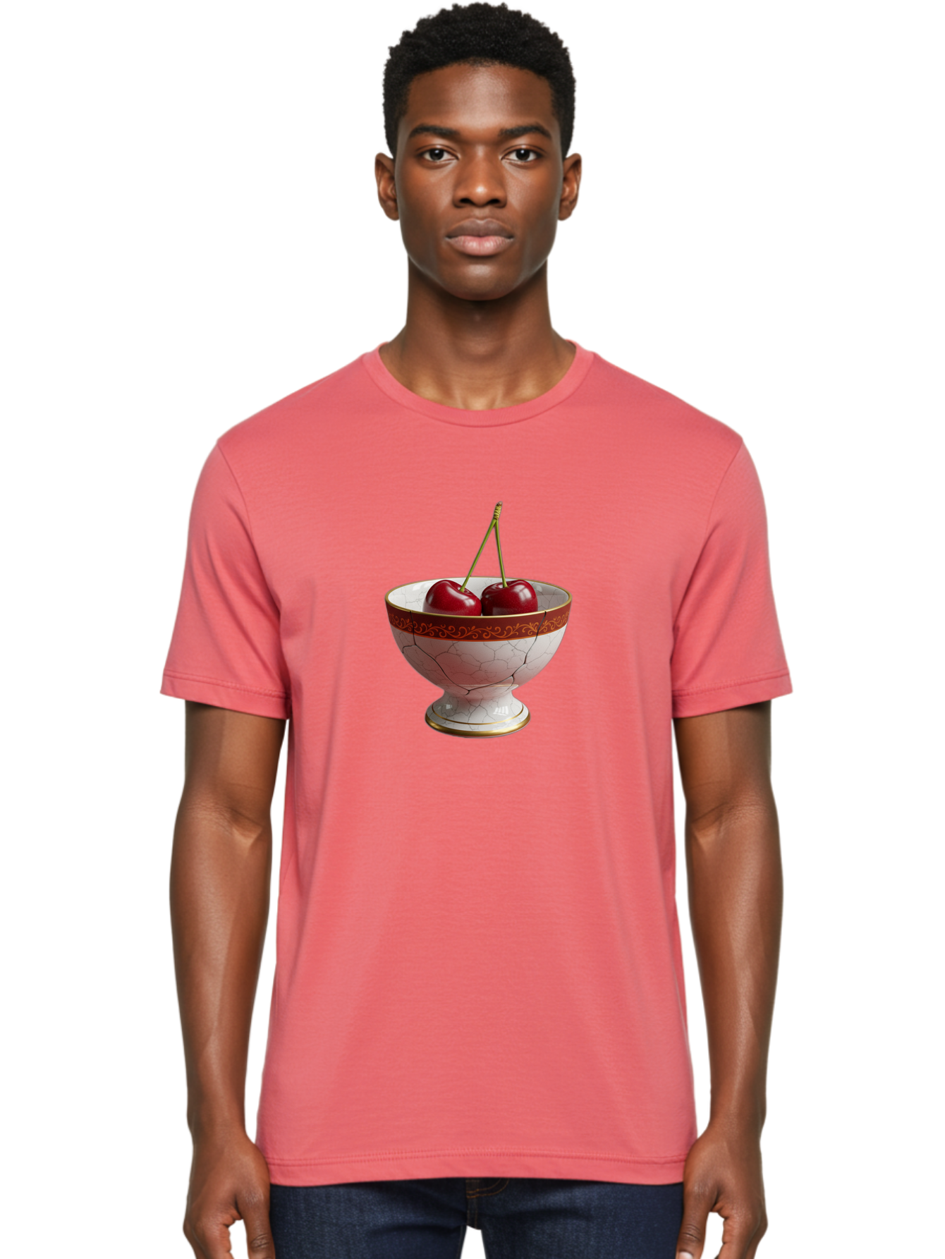 Cherries-In-Kintsugi-Bowl Men'S Graphic Tee, 100% Cotton, Comfortable Casual Summer Wear, Machine Washable, Vintage Camera, Old Camera, Antique Camera, Black Camera, Classic Photography, Photography Equipment, Nostalgic Device, Film Camera, Bai709